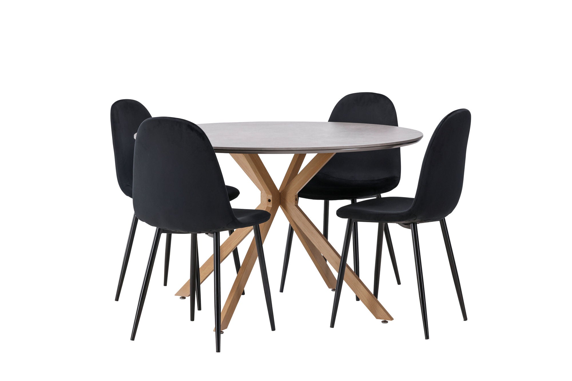Venture Home Piazza spisebord - Natural / Dark Grey Spraystone +Polar Spisebordsstol - Black legs / Black Velvet _4