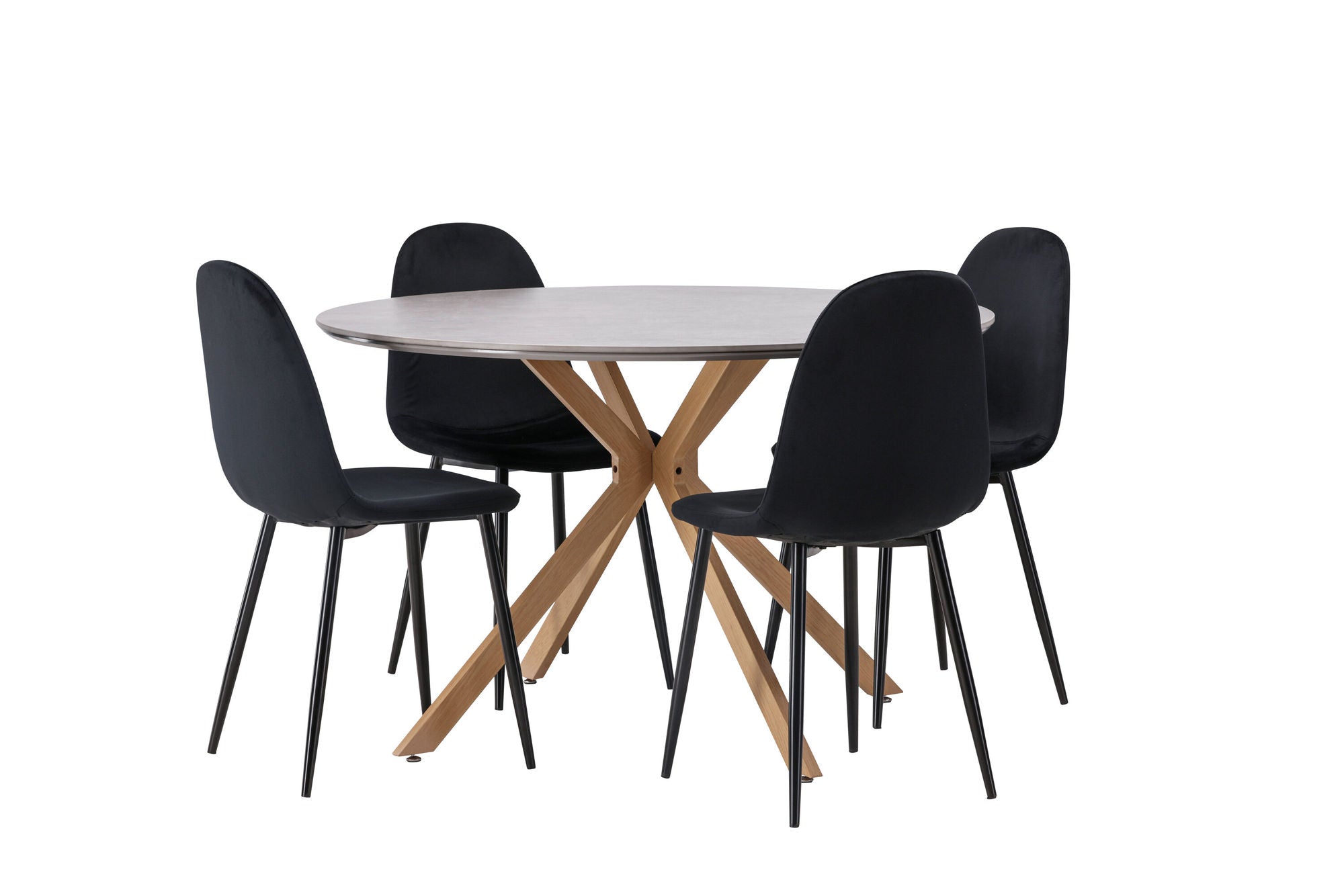 Venture Home Piazza spisebord - Natural / Dark Grey Spraystone +Polar Spisebordsstol - Black legs / Black Velvet _4