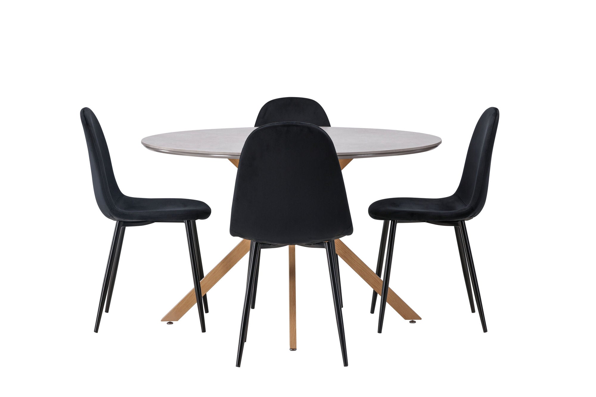 Venture Home Piazza spisebord - Natural / Dark Grey Spraystone +Polar Spisebordsstol - Black legs / Black Velvet _4
