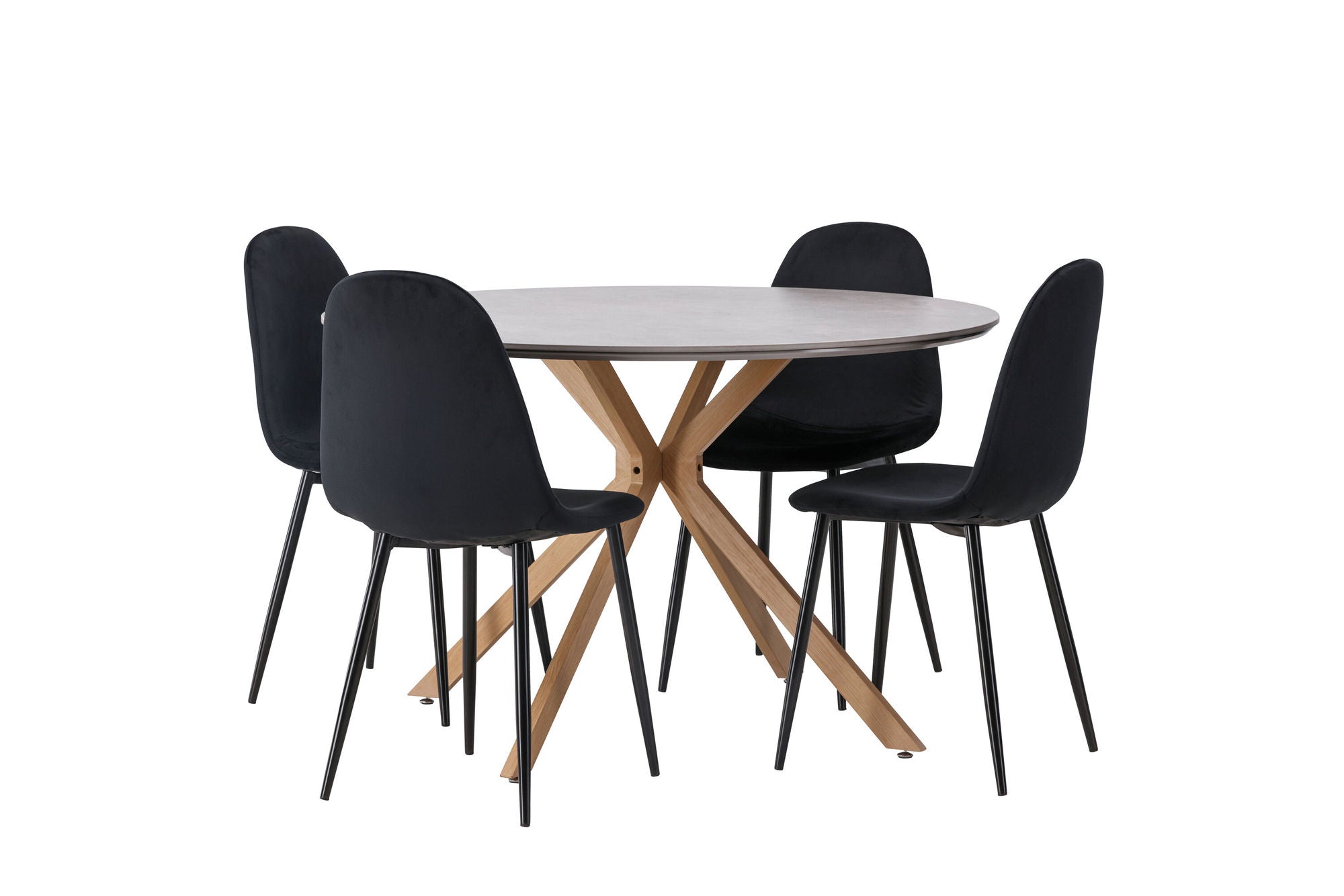 Venture Home Piazza spisebord - Natural / Dark Grey Spraystone +Polar Spisebordsstol - Black legs / Black Velvet _4