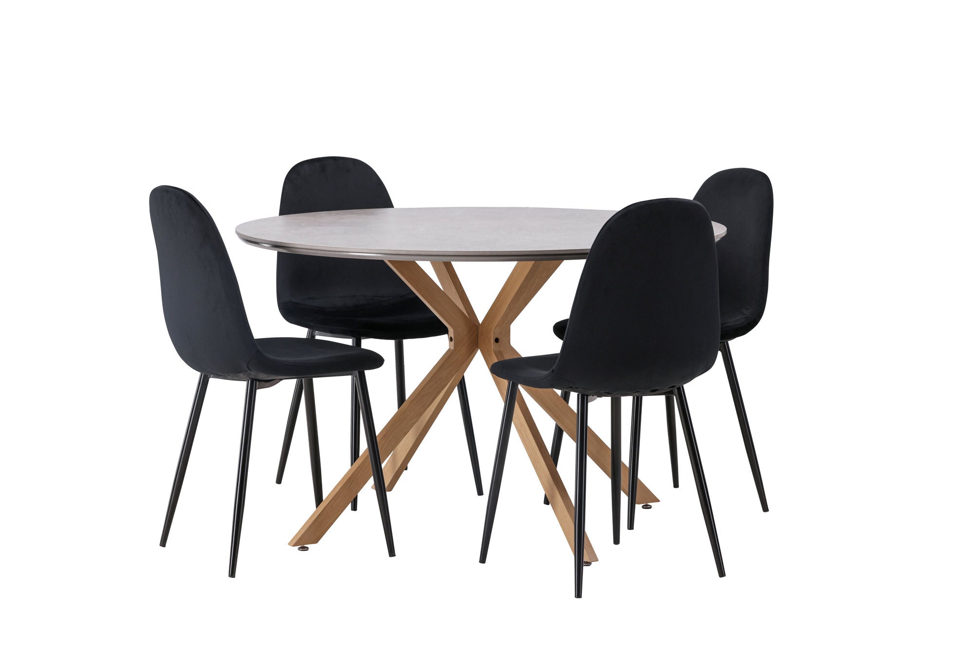 Venture Home Piazza spisebord - Natural / Dark Grey Spraystone +Polar Spisebordsstol - Black legs / Black Velvet _4