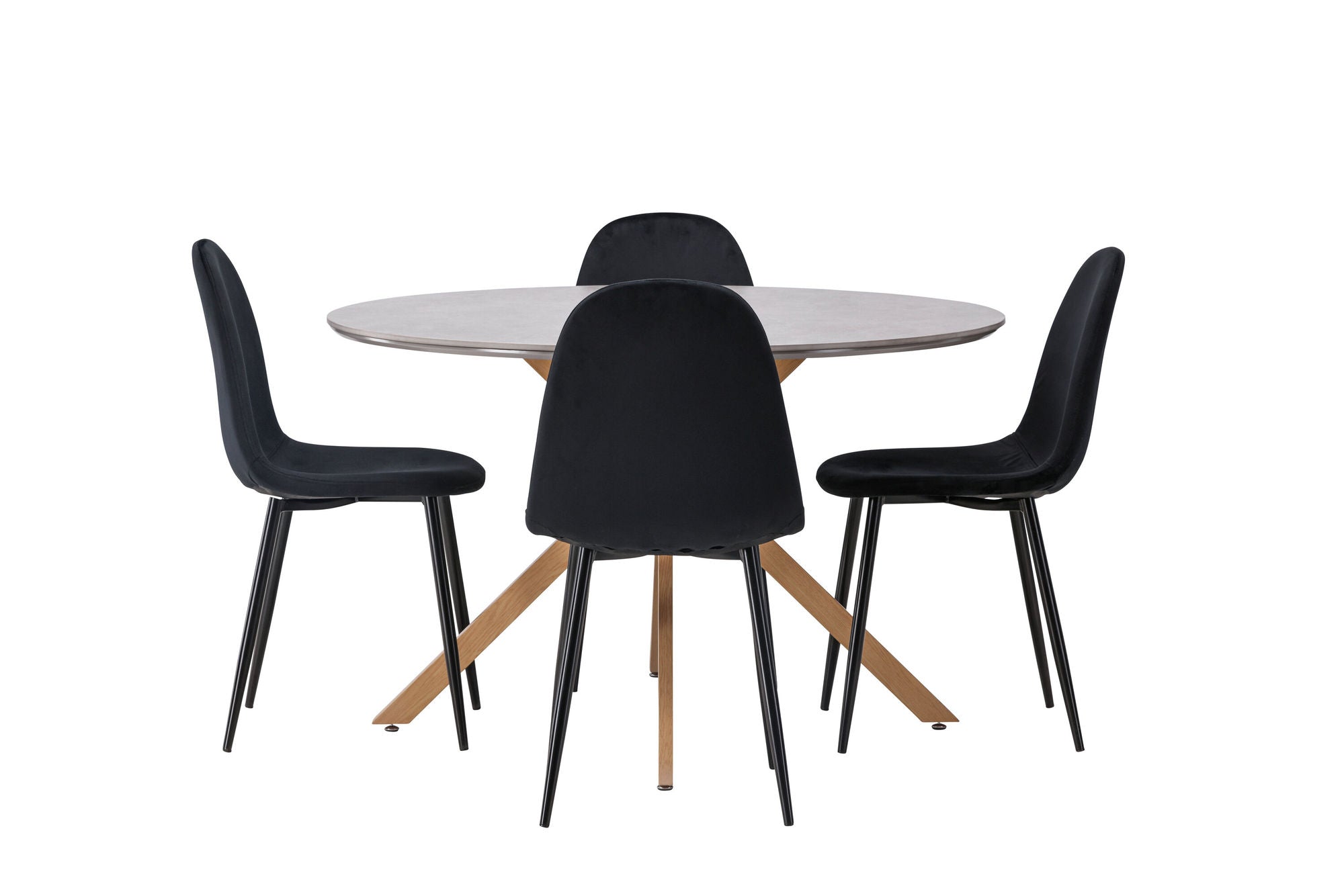 Venture Home Piazza spisebord - Natural / Dark Grey Spraystone +Polar Spisebordsstol - Black legs / Black Velvet _4