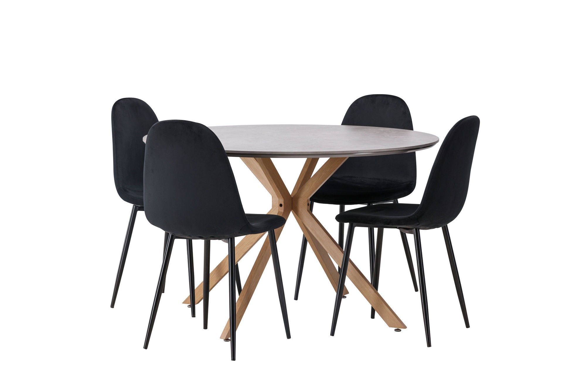 Venture Home Piazza spisebord - Natural / Dark Grey Spraystone +Polar Spisebordsstol - Black legs / Black Velvet _4