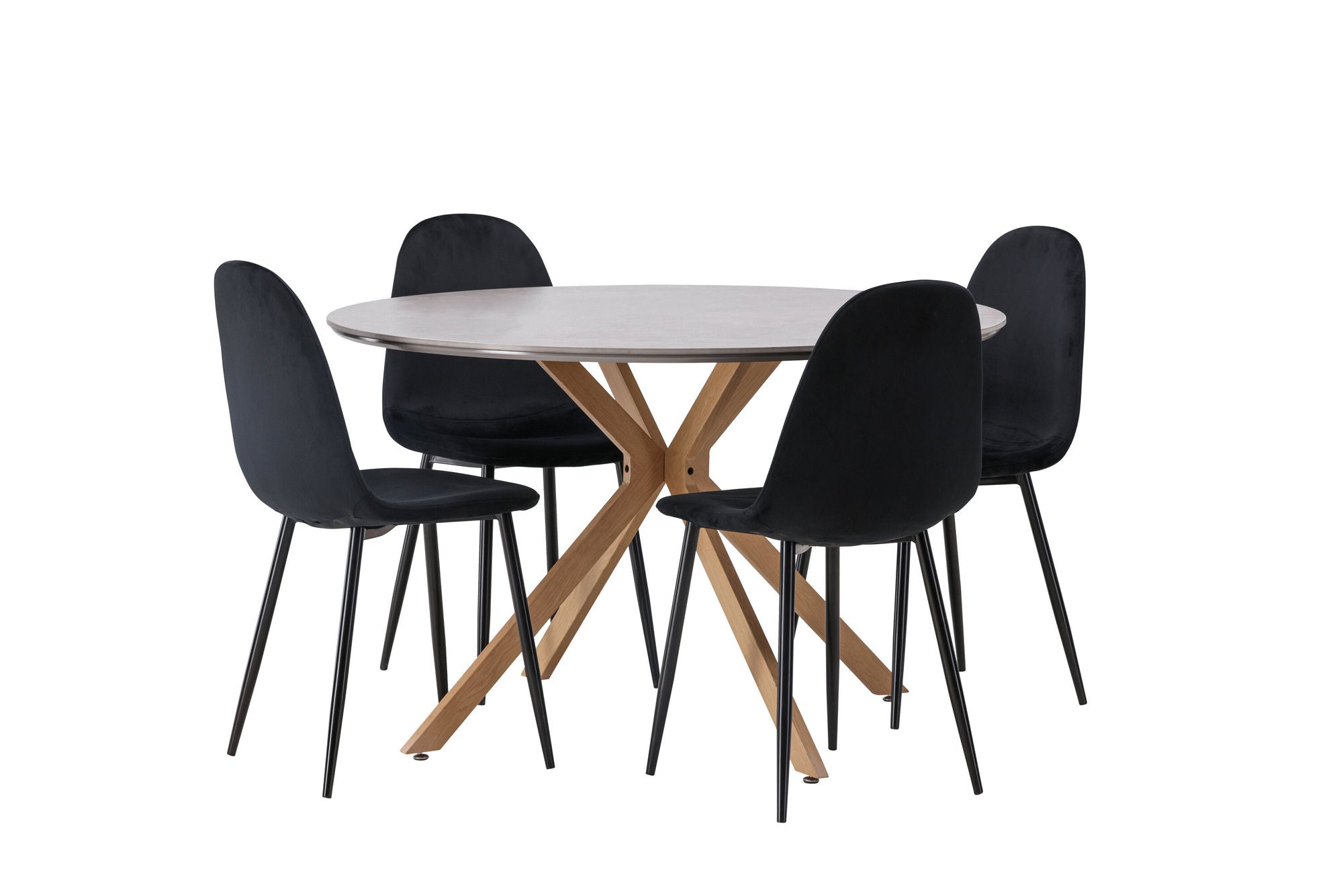 Venture Home Piazza spisebord - Natural / Dark Grey Spraystone +Polar Spisebordsstol - Black legs / Black Velvet _4