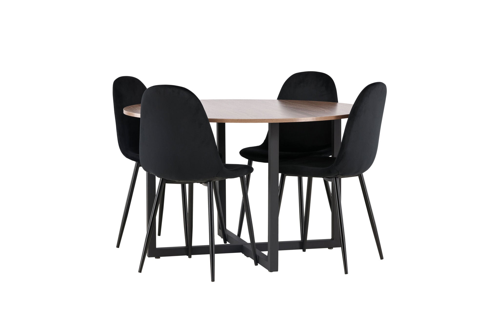 Venture Home Durango spisebord - Black / Walnut MDF +Polar Spisebordsstol - Black legs / Black Velvet _4