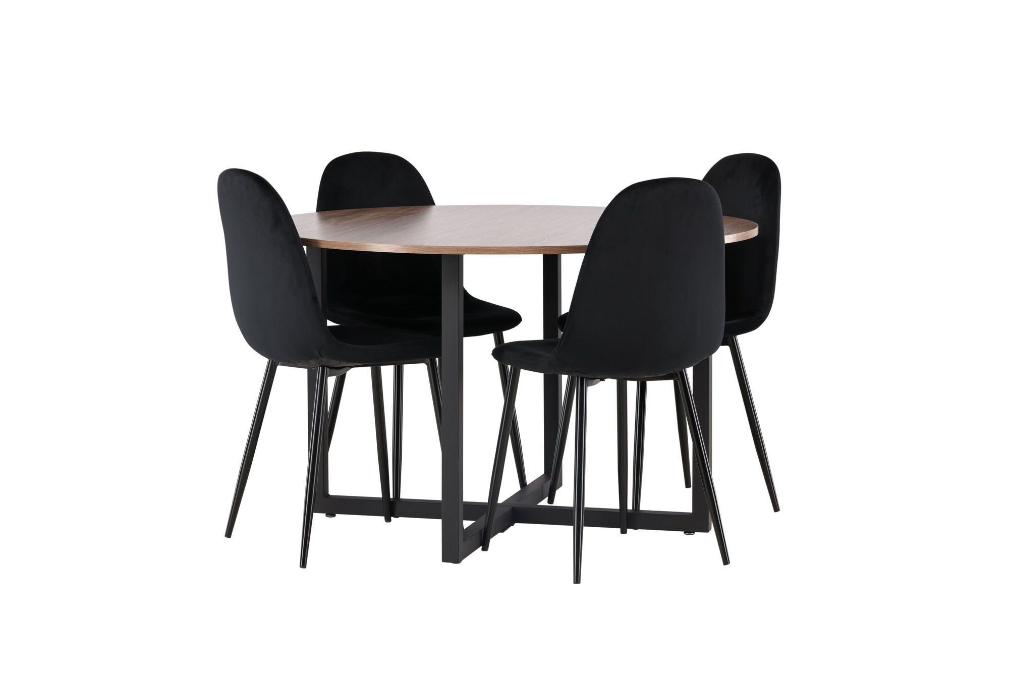 Venture Home Durango spisebord - Black / Walnut MDF +Polar Spisebordsstol - Black legs / Black Velvet _4