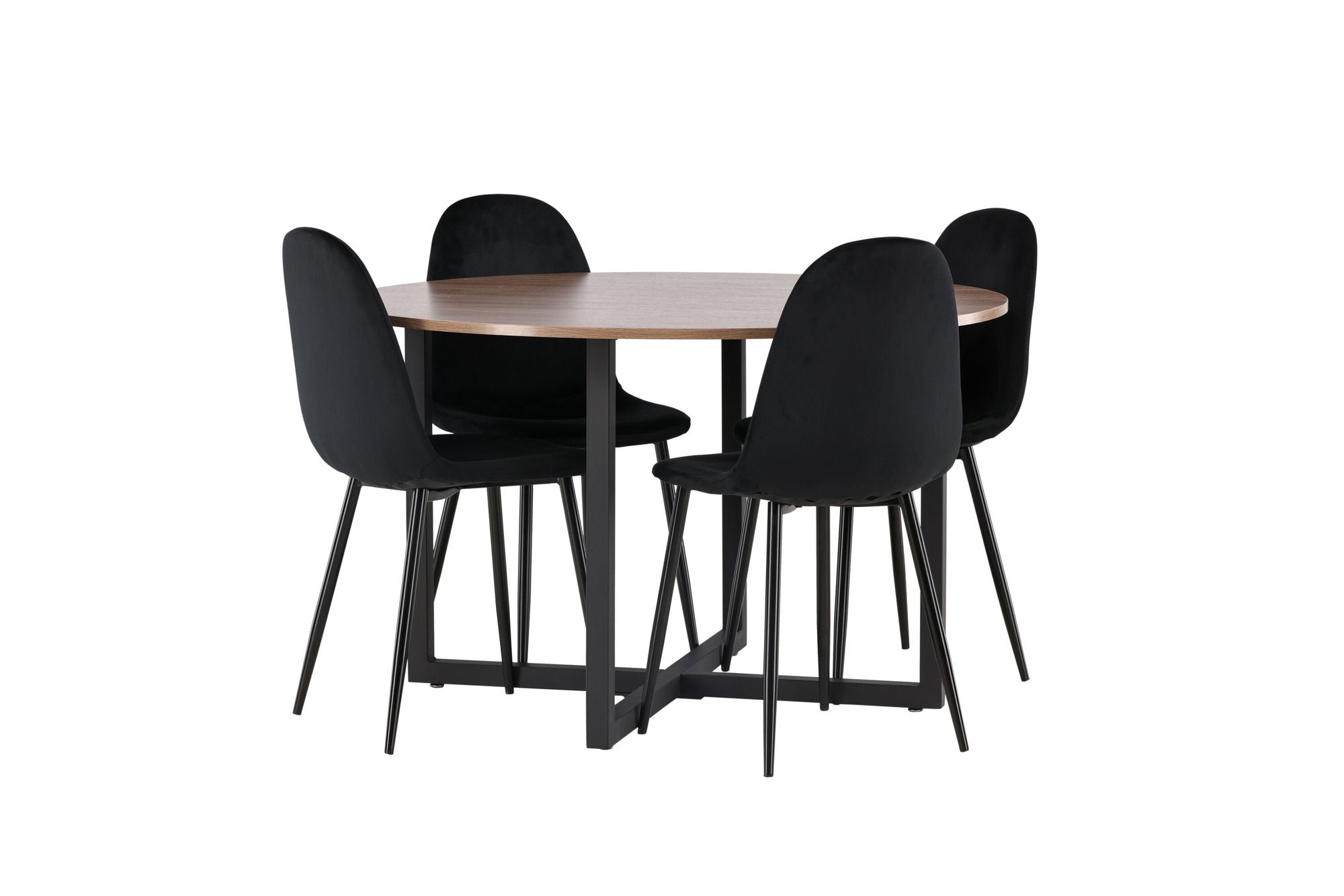 Venture Home Durango spisebord - Black / Walnut MDF +Polar Spisebordsstol - Black legs / Black Velvet _4