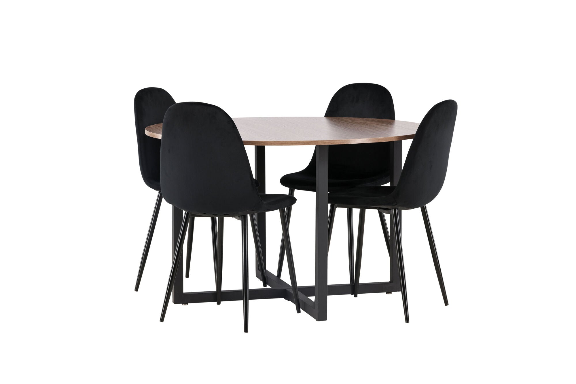 Venture Home Durango spisebord - Black / Walnut MDF +Polar Spisebordsstol - Black legs / Black Velvet _4