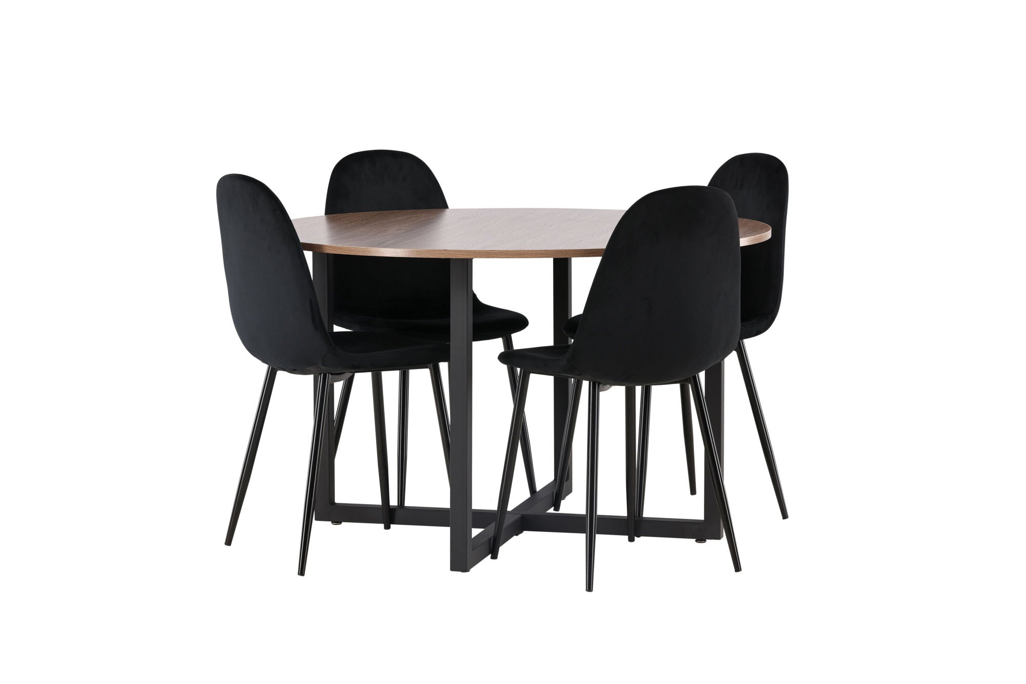 Venture Home Durango spisebord - Black / Walnut MDF +Polar Spisebordsstol - Black legs / Black Velvet _4