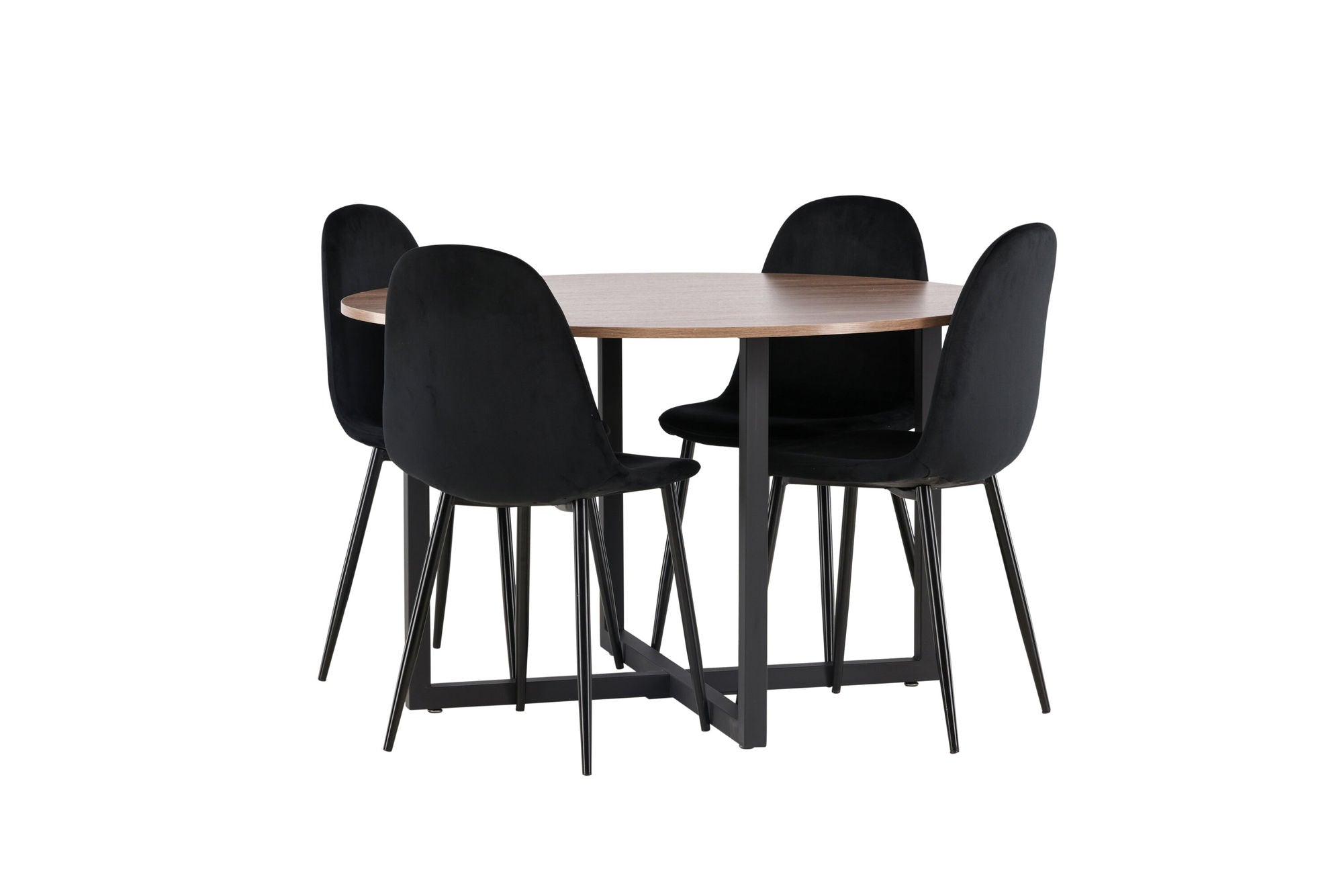 Venture Home Durango spisebord - Black / Walnut MDF +Polar Spisebordsstol - Black legs / Black Velvet _4