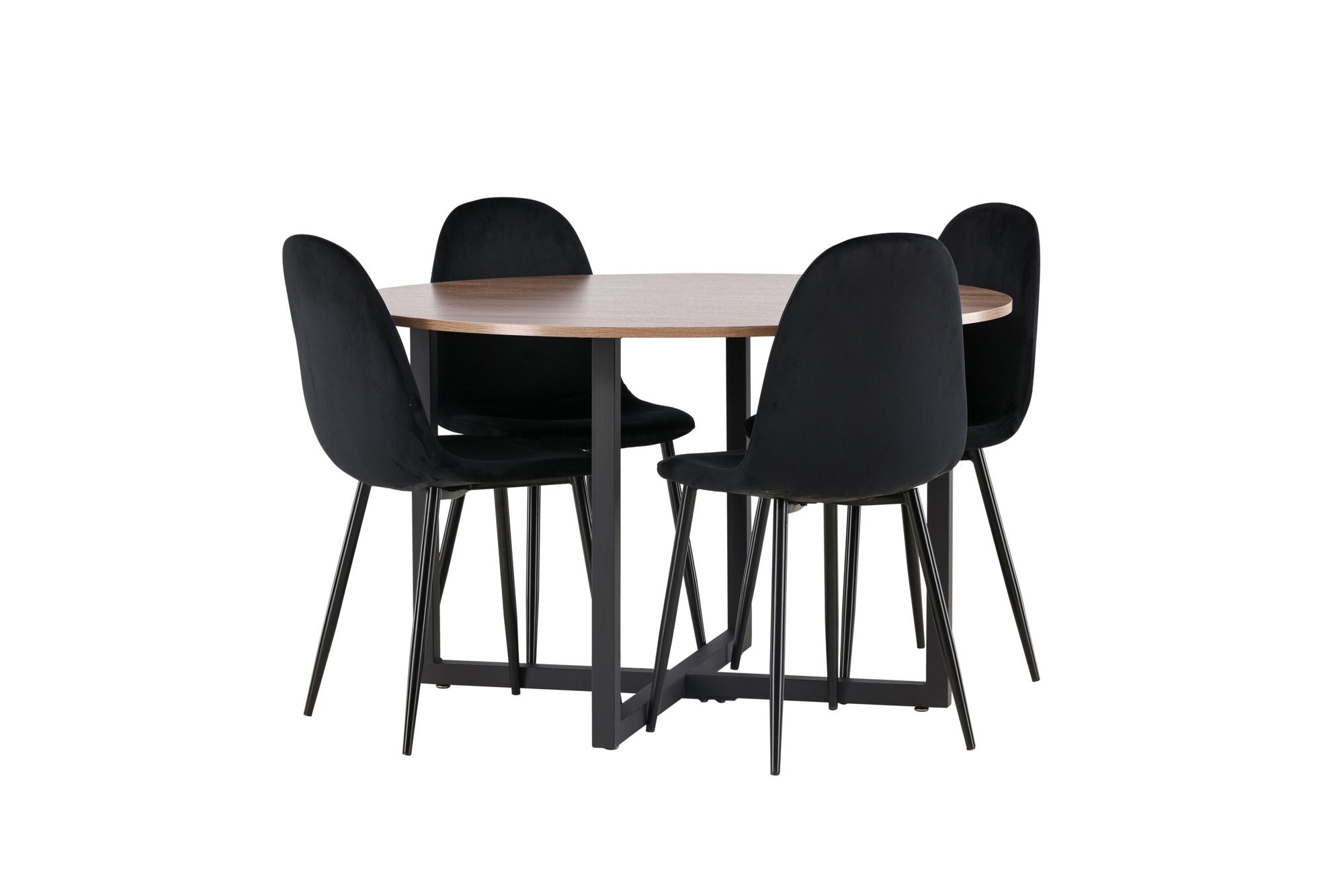 Venture Home Durango spisebord - Black / Walnut MDF +Polar Spisebordsstol - Black legs / Black Velvet _4