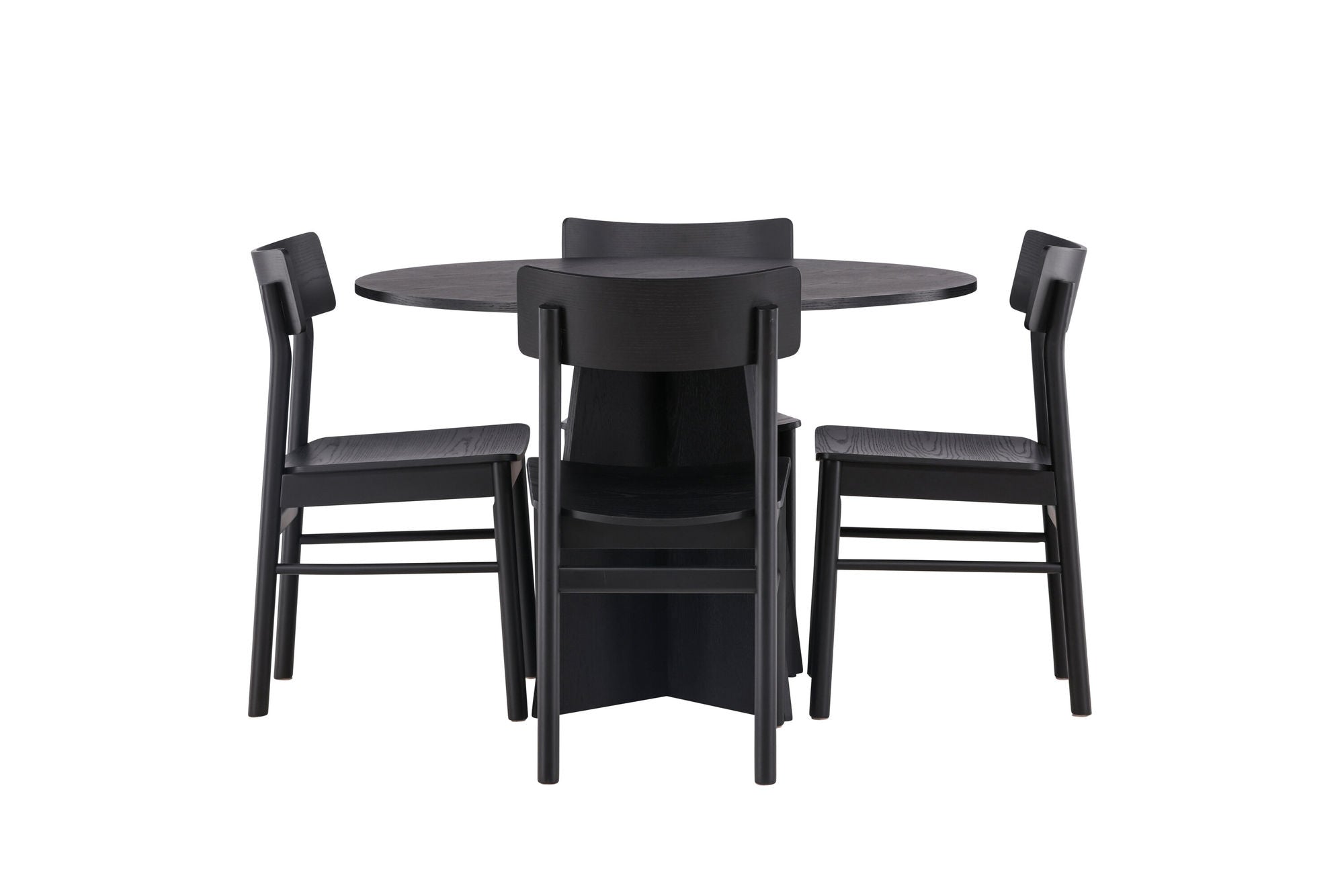 Venture Home Bootcut rund spisebord - Black / Black Fanéer +Montros Spisebordsstol - Natural / Natural Rubberwood _4