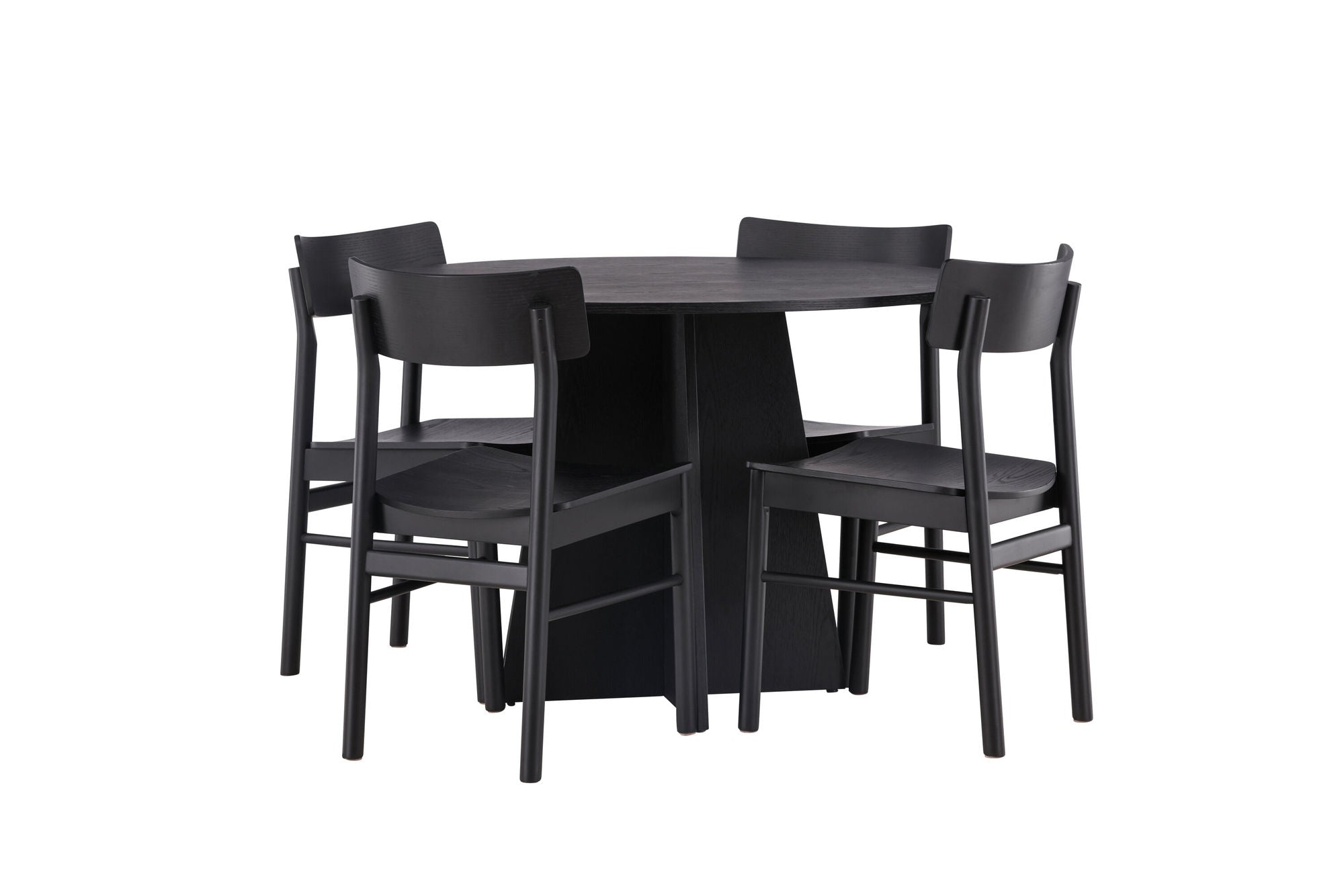 Venture Home Bootcut rund spisebord - Black / Black Fanéer +Montros Spisebordsstol - Natural / Natural Rubberwood _4