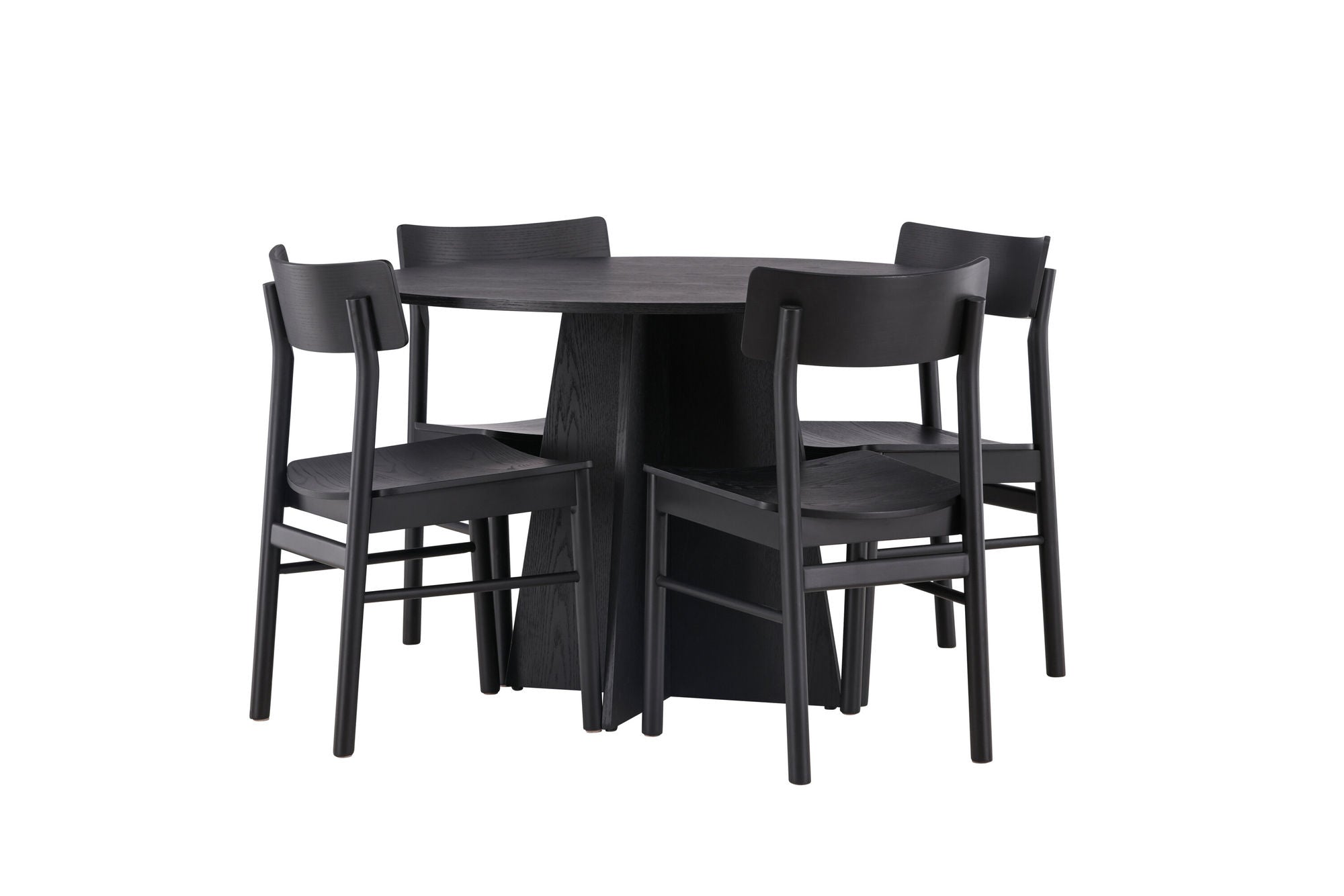 Venture Home Bootcut rund spisebord - Black / Black Fanéer +Montros Spisebordsstol - Natural / Natural Rubberwood _4