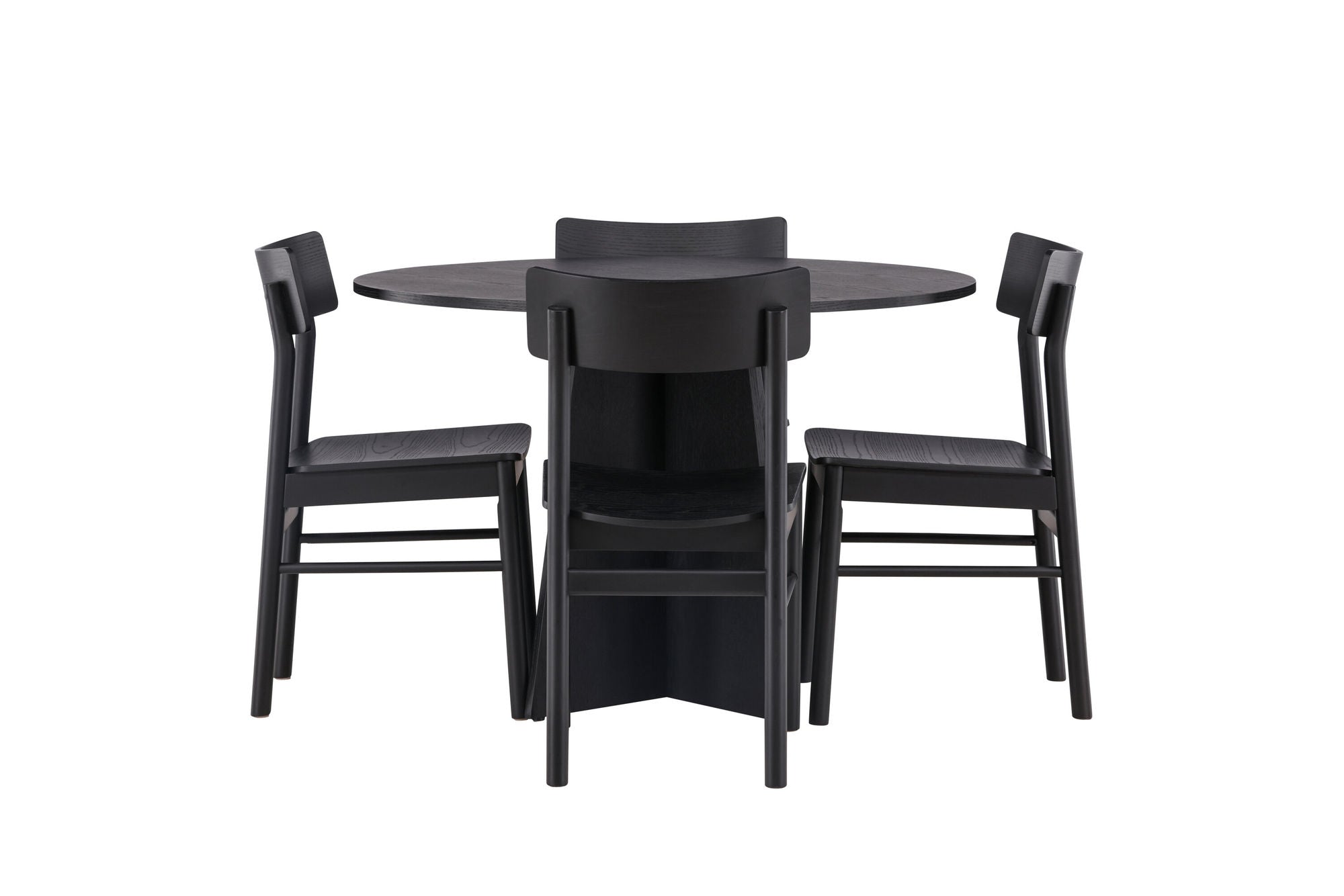 Venture Home Bootcut rund spisebord - Black / Black Fanéer +Montros Spisebordsstol - Natural / Natural Rubberwood _4
