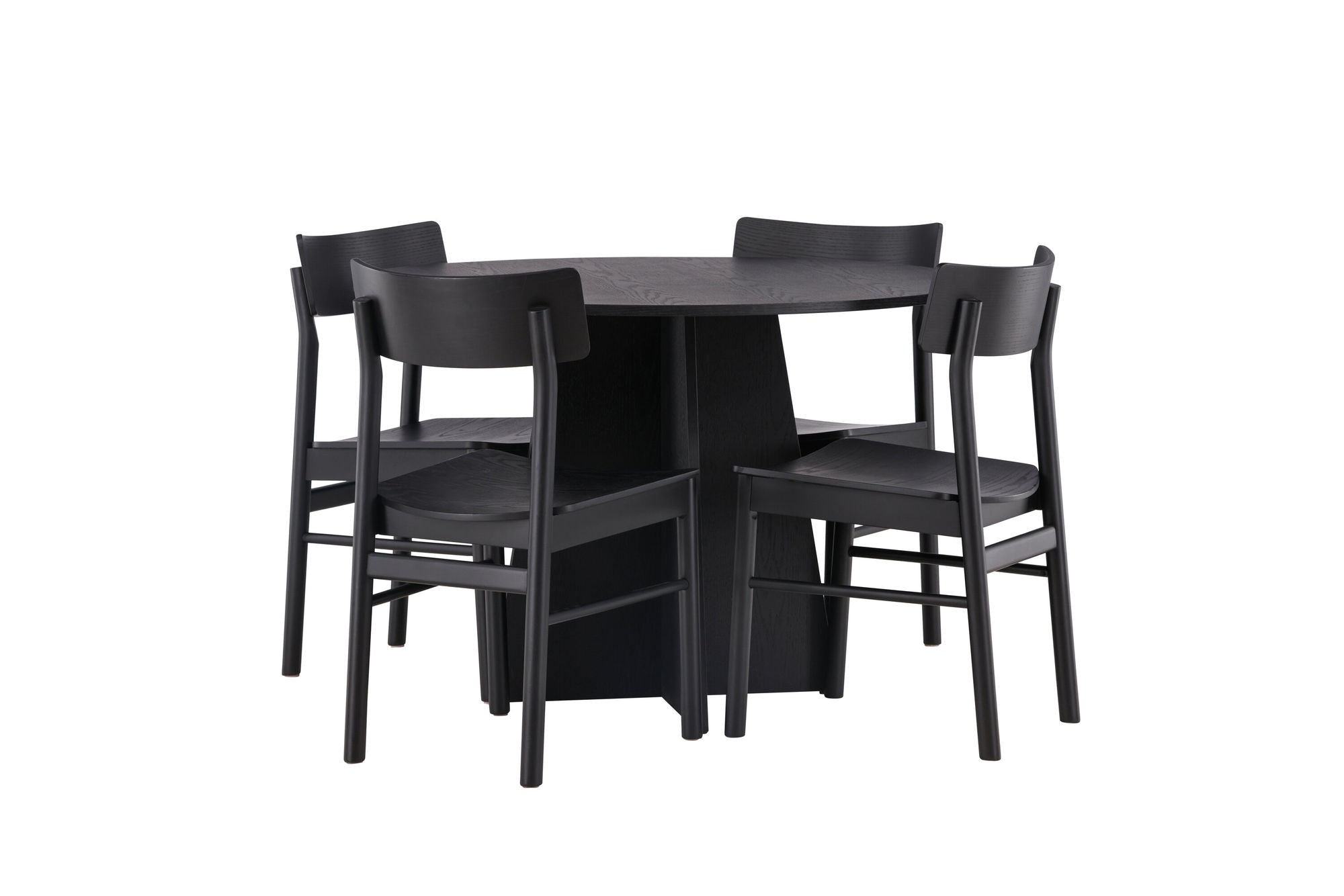 Venture Home Bootcut rund spisebord - Black / Black Fanéer +Montros Spisebordsstol - Natural / Natural Rubberwood _4