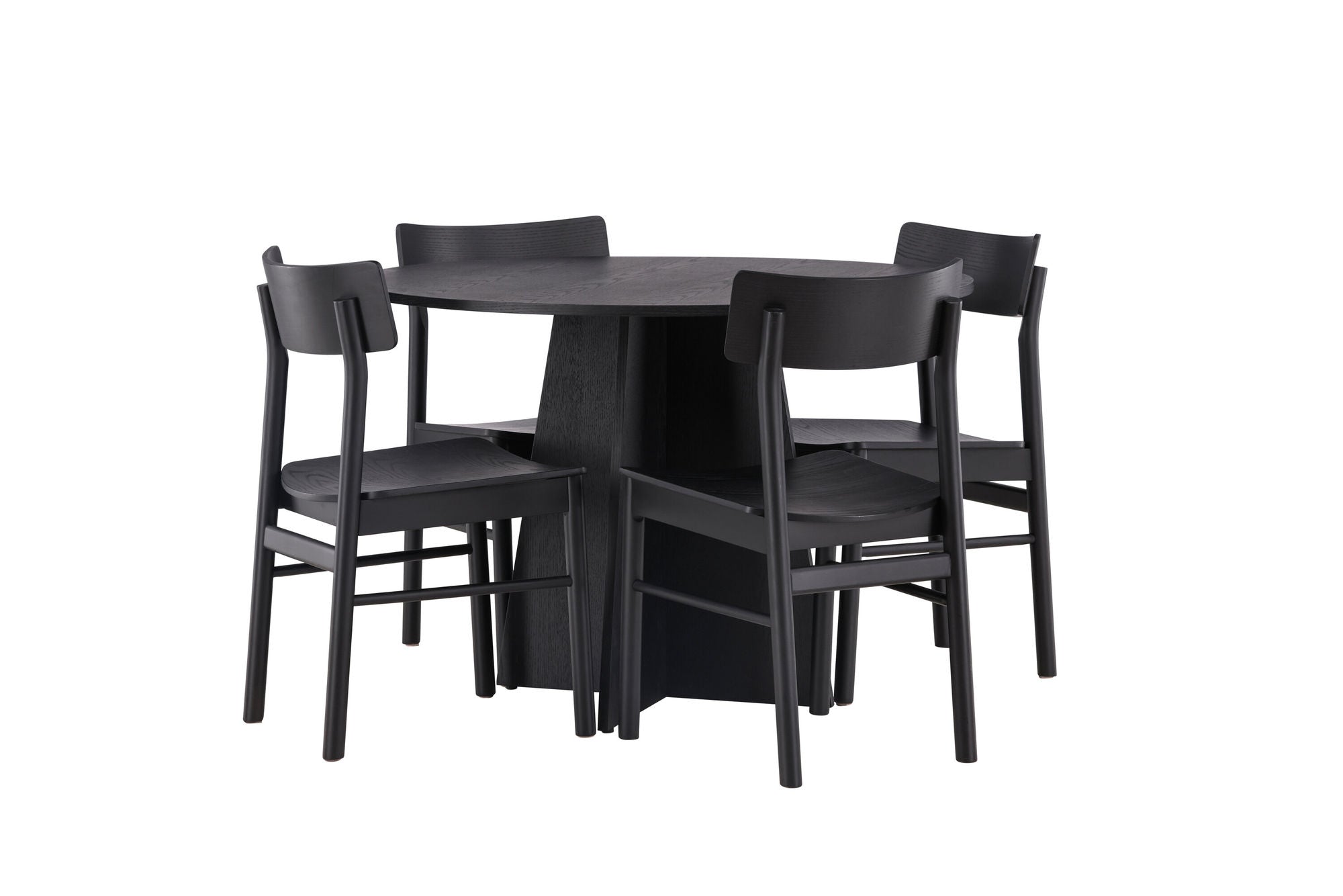 Venture Home Bootcut rund spisebord - Black / Black Fanéer +Montros Spisebordsstol - Natural / Natural Rubberwood _4