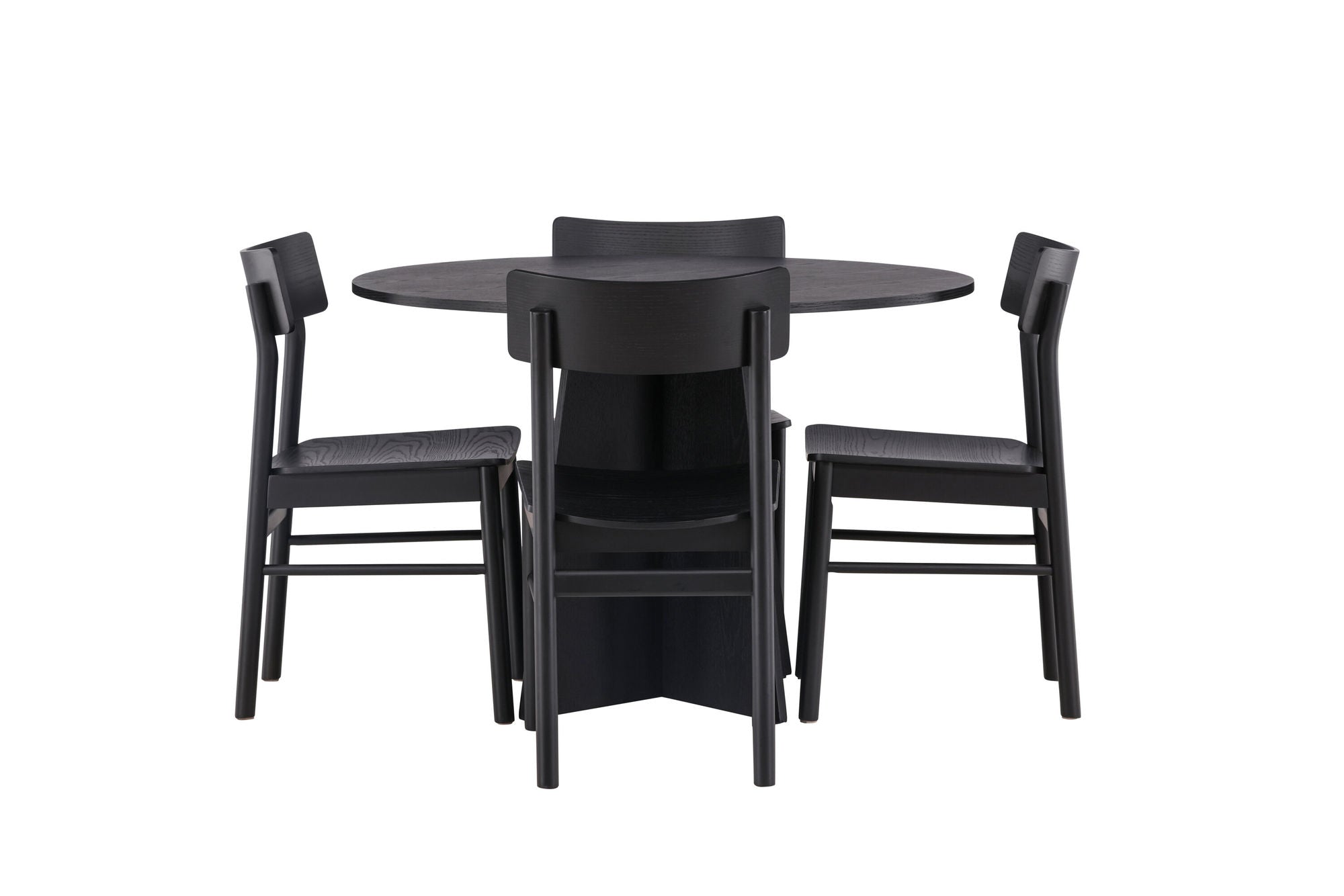 Venture Home Bootcut rund spisebord - Black / Black Fanéer +Montros Spisebordsstol - Natural / Natural Rubberwood _4