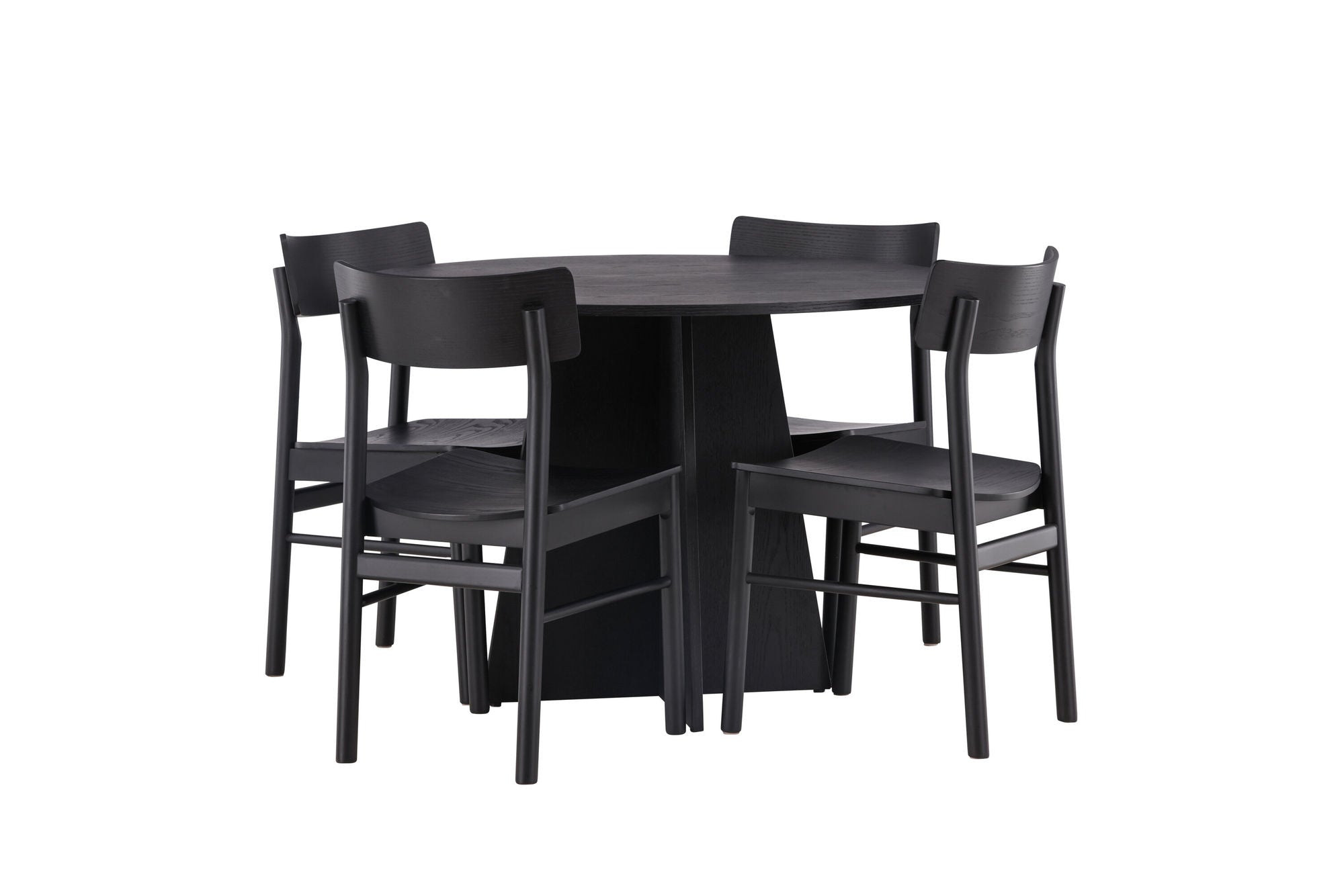 Venture Home Bootcut rund spisebord - Black / Black Fanéer +Montros Spisebordsstol - Natural / Natural Rubberwood _4