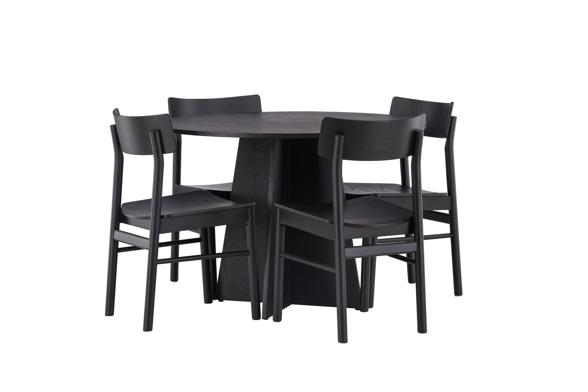 Venture Home Bootcut rund spisebord - Black / Black Fanéer +Montros Spisebordsstol - Natural / Natural Rubberwood _4