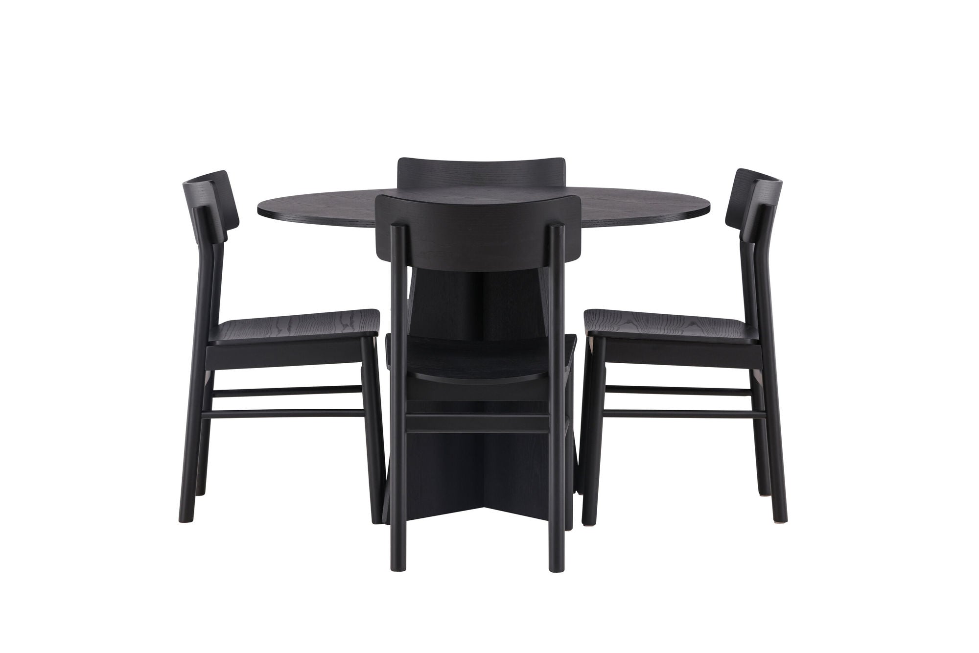 Venture Home Bootcut rund spisebord - Black / Black Fanéer +Montros Spisebordsstol - Natural / Natural Rubberwood _4