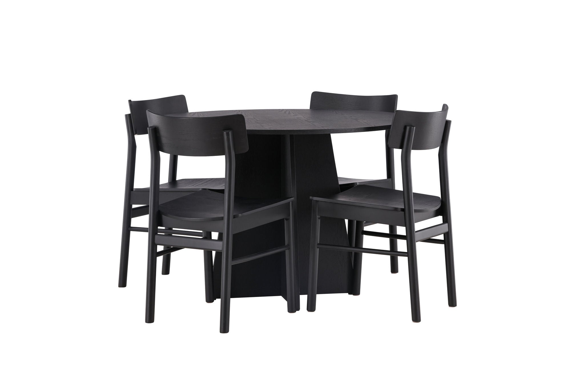 Venture Home Bootcut rund spisebord - Black / Black Fanéer +Montros Spisebordsstol - Natural / Natural Rubberwood _4