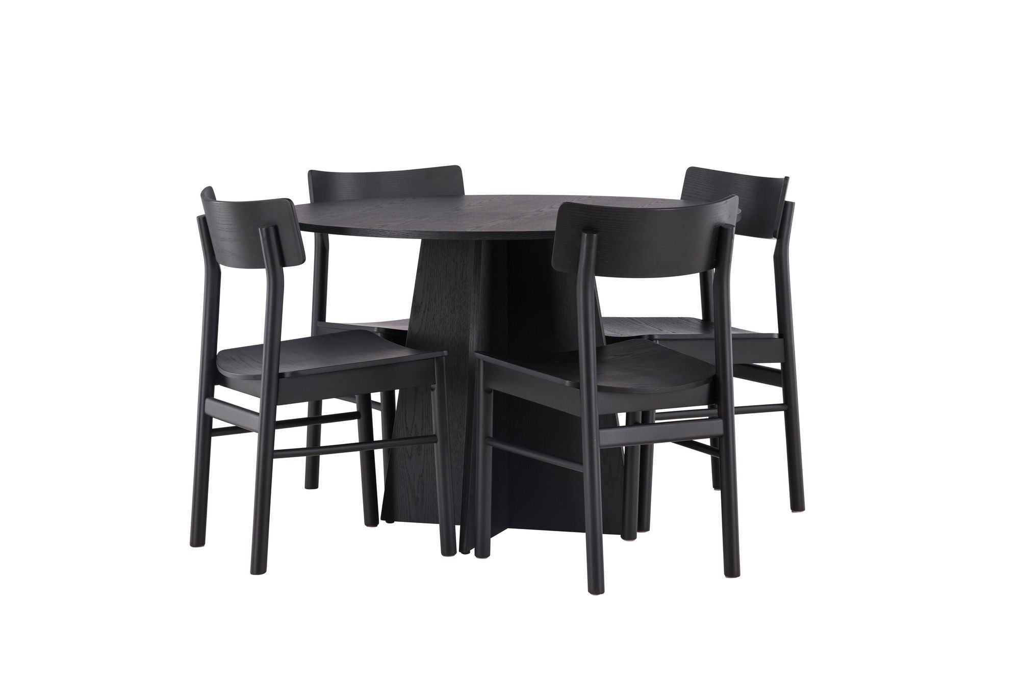 Venture Home Bootcut rund spisebord - Black / Black Fanéer +Montros Spisebordsstol - Natural / Natural Rubberwood _4