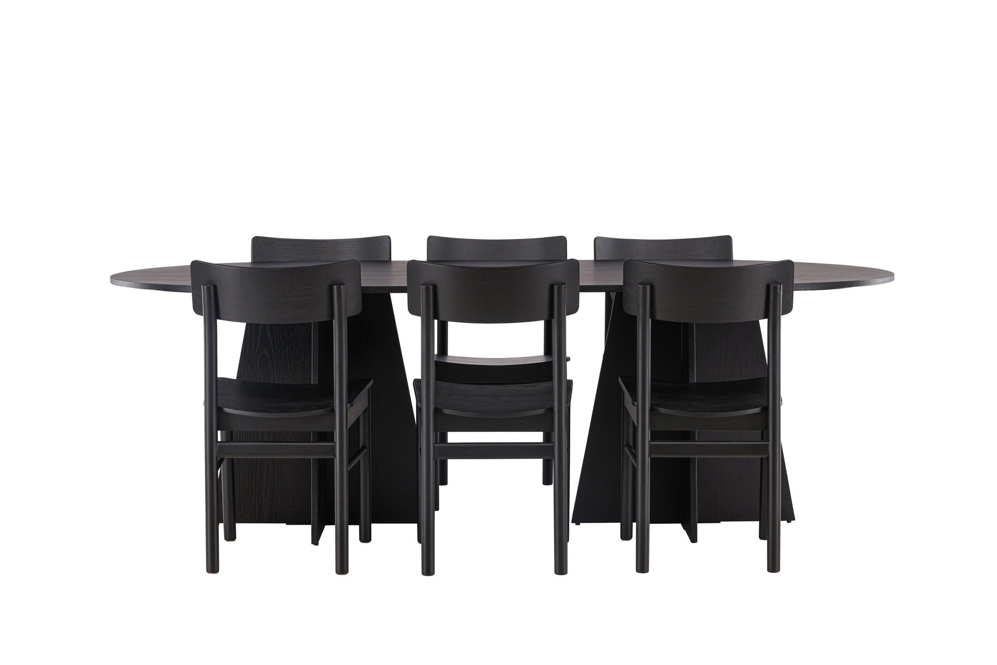 Venture Home Bootcut Oval spisebord - Black / Black Fanéer +Montros Spisebordsstol - Natural / Natural Rubberwood _6