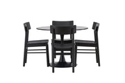 Venture Home Glade spisebord - Black / Black MDF +Montros Spisebordsstol - Natural / Natural Rubberwood _4
