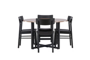 Venture Home Durango spisebord - Black / Walnut MDF +Montros Spisebordsstol - Natural / Natural Rubberwood _4