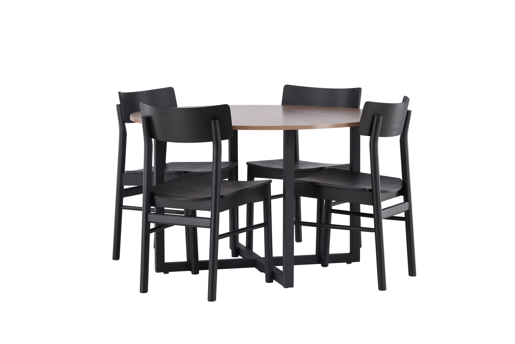 Venture Home Durango spisebord - Black / Walnut MDF +Montros Spisebordsstol - Natural / Natural Rubberwood _4