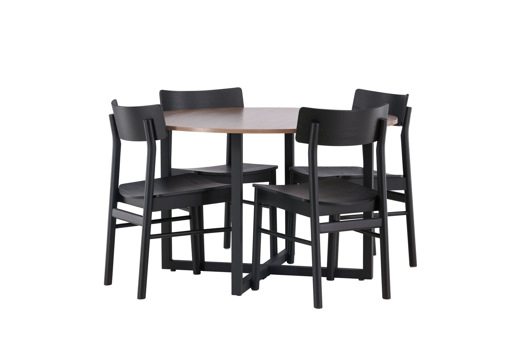 Venture Home Durango spisebord - Black / Walnut MDF +Montros Spisebordsstol - Natural / Natural Rubberwood _4