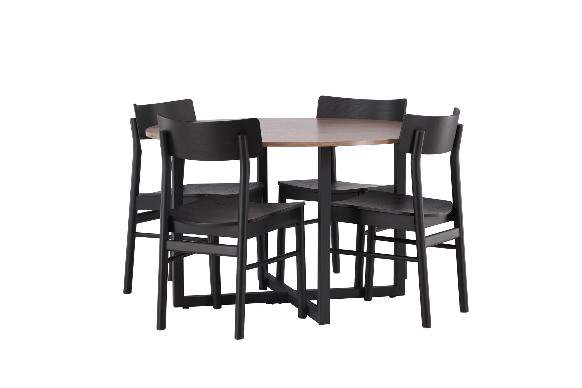 Venture Home Durango spisebord - Black / Walnut MDF +Montros Spisebordsstol - Natural / Natural Rubberwood _4