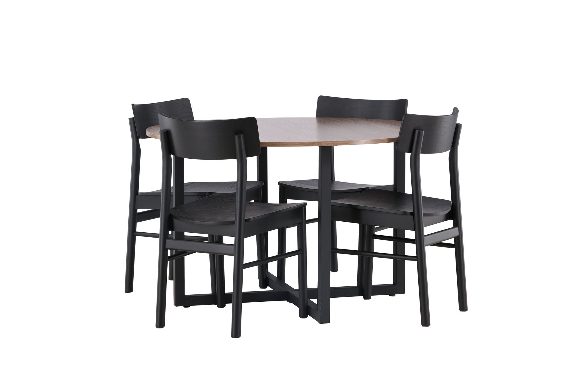 Venture Home Durango spisebord - Black / Walnut MDF +Montros Spisebordsstol - Natural / Natural Rubberwood _4