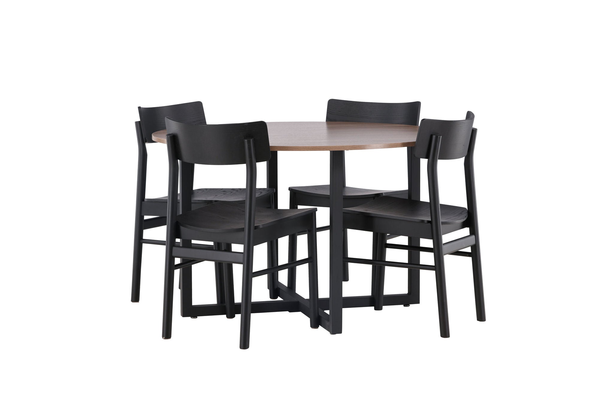 Venture Home Durango spisebord - Black / Walnut MDF +Montros Spisebordsstol - Natural / Natural Rubberwood _4