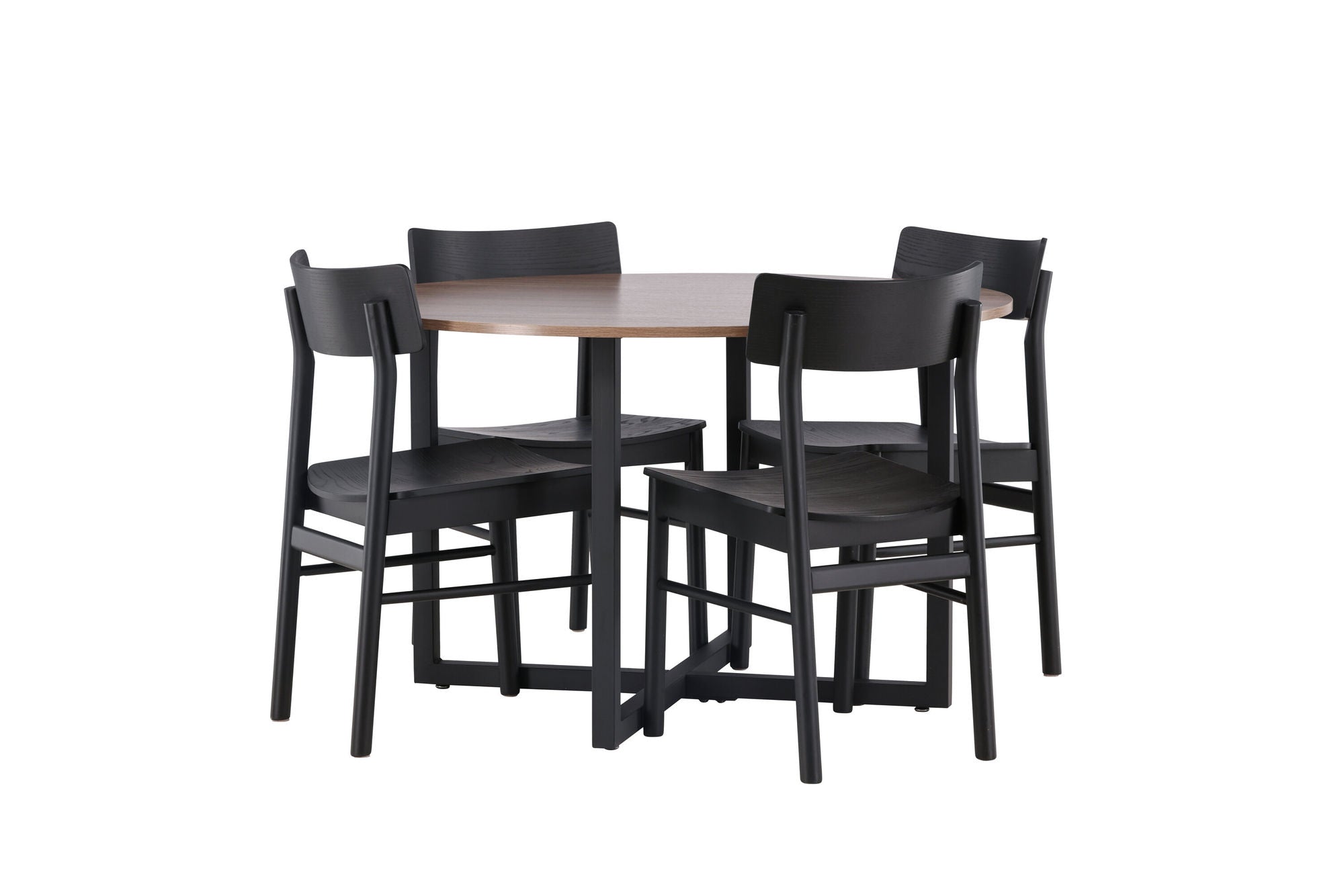 Venture Home Durango spisebord - Black / Walnut MDF +Montros Spisebordsstol - Natural / Natural Rubberwood _4