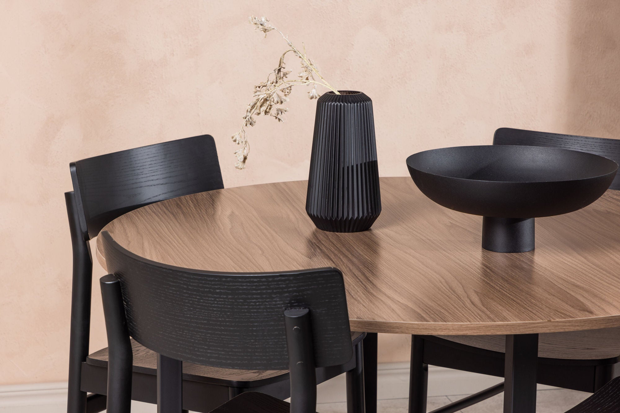 Venture Home Durango spisebord - Black / Walnut MDF +Montros Spisebordsstol - Natural / Natural Rubberwood _4