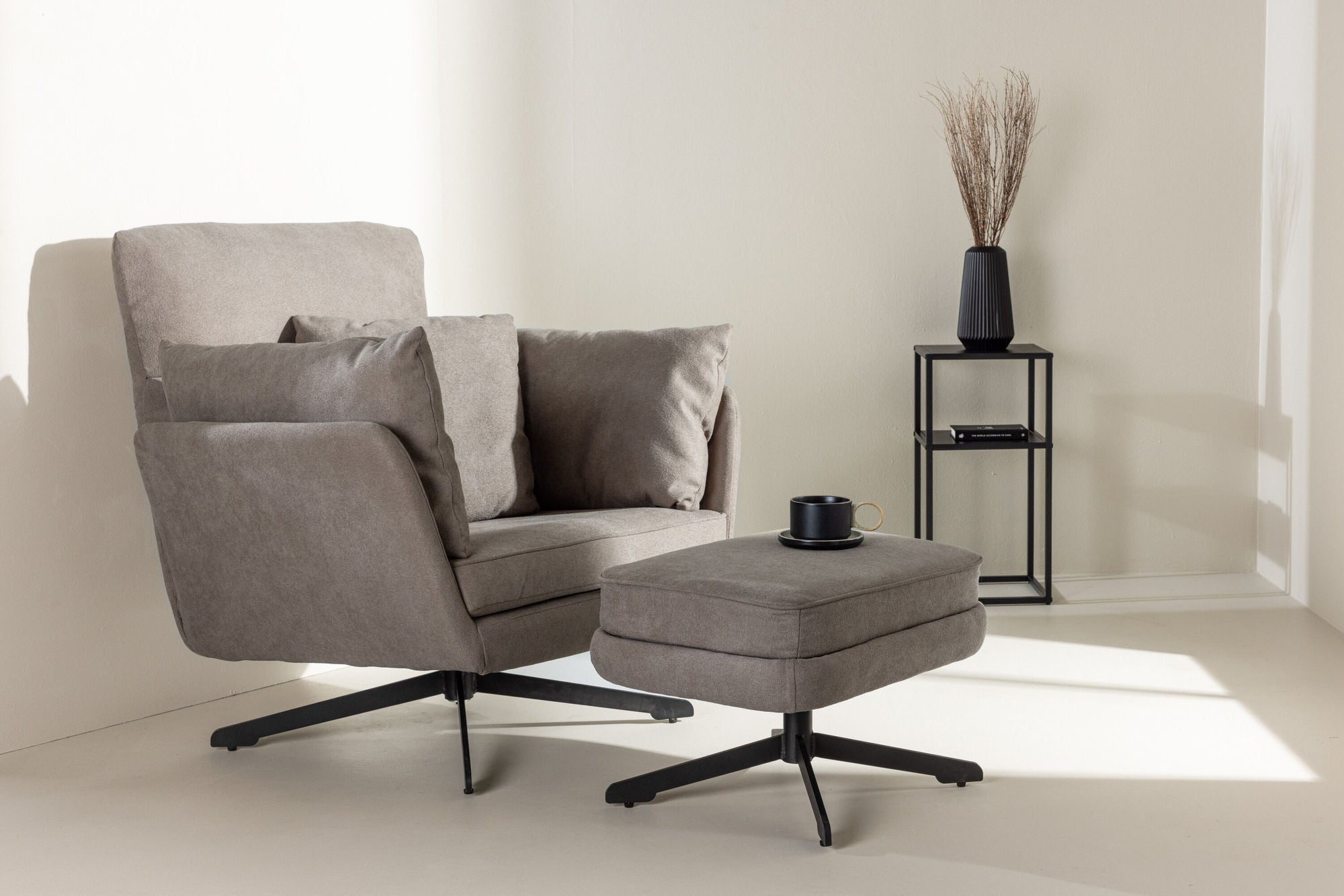 Venture Home Madrid Single Sofa - Black / Grey Boucle