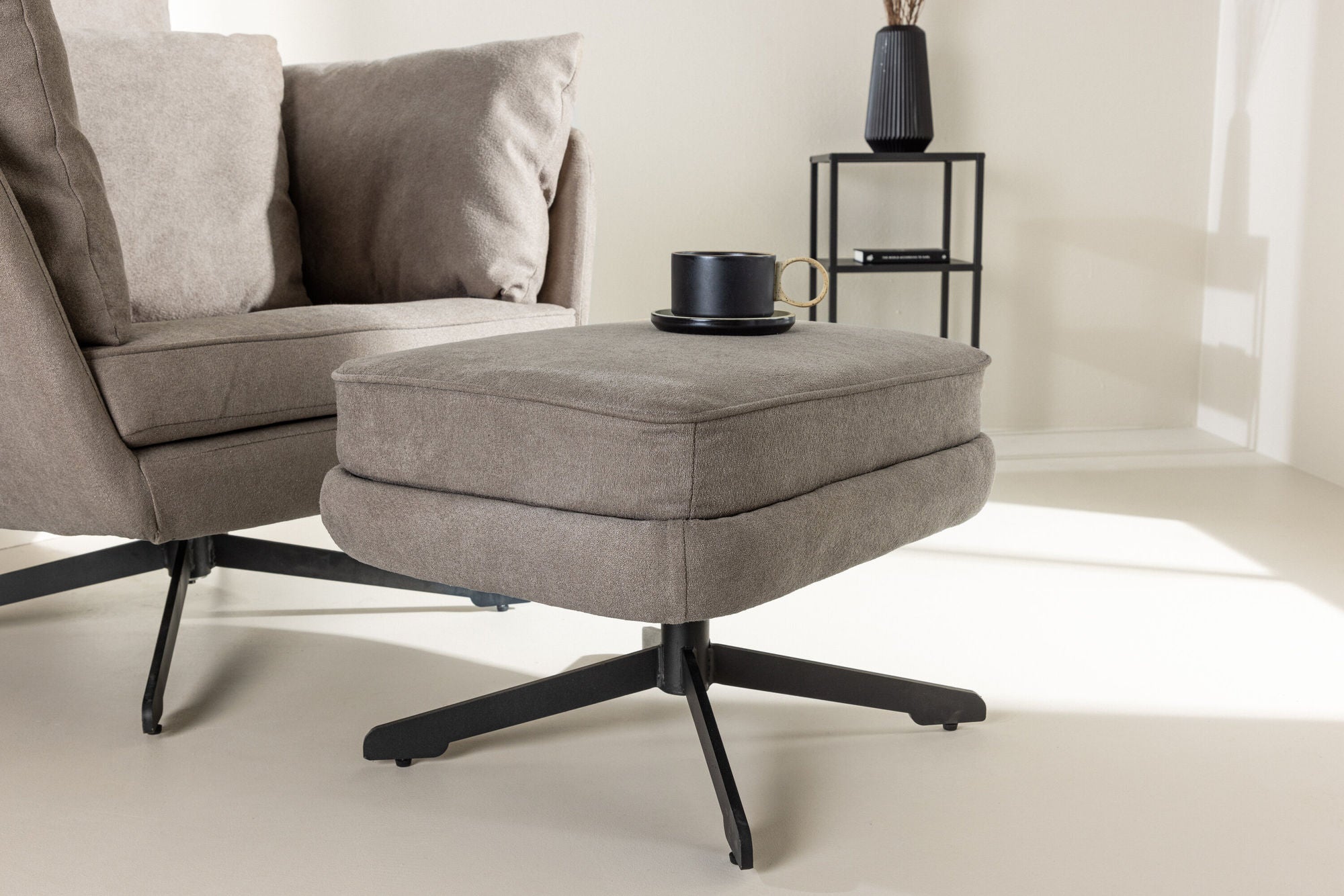 Venture Home Madrid Single Sofa - Black / Grey Boucle