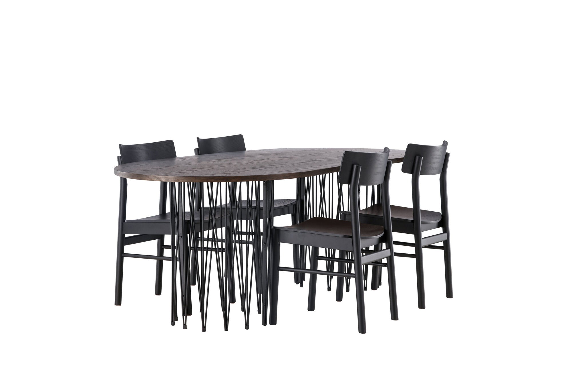 Venture Home Stone oval spisebord - Black / Mocca Veneer +Montros Spisebordsstol - Natural / Natural Rubberwood _4