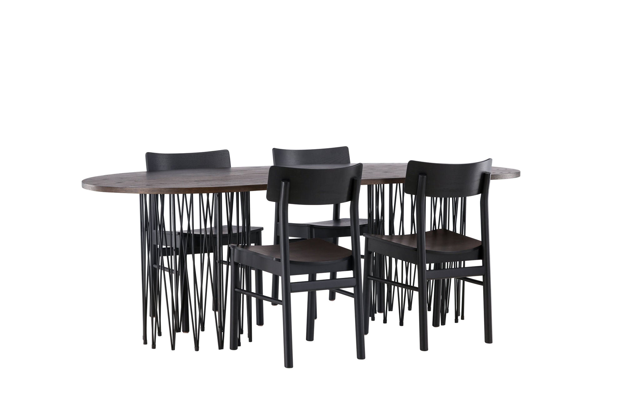 Venture Home Stone oval spisebord - Black / Mocca Veneer +Montros Spisebordsstol - Natural / Natural Rubberwood _4