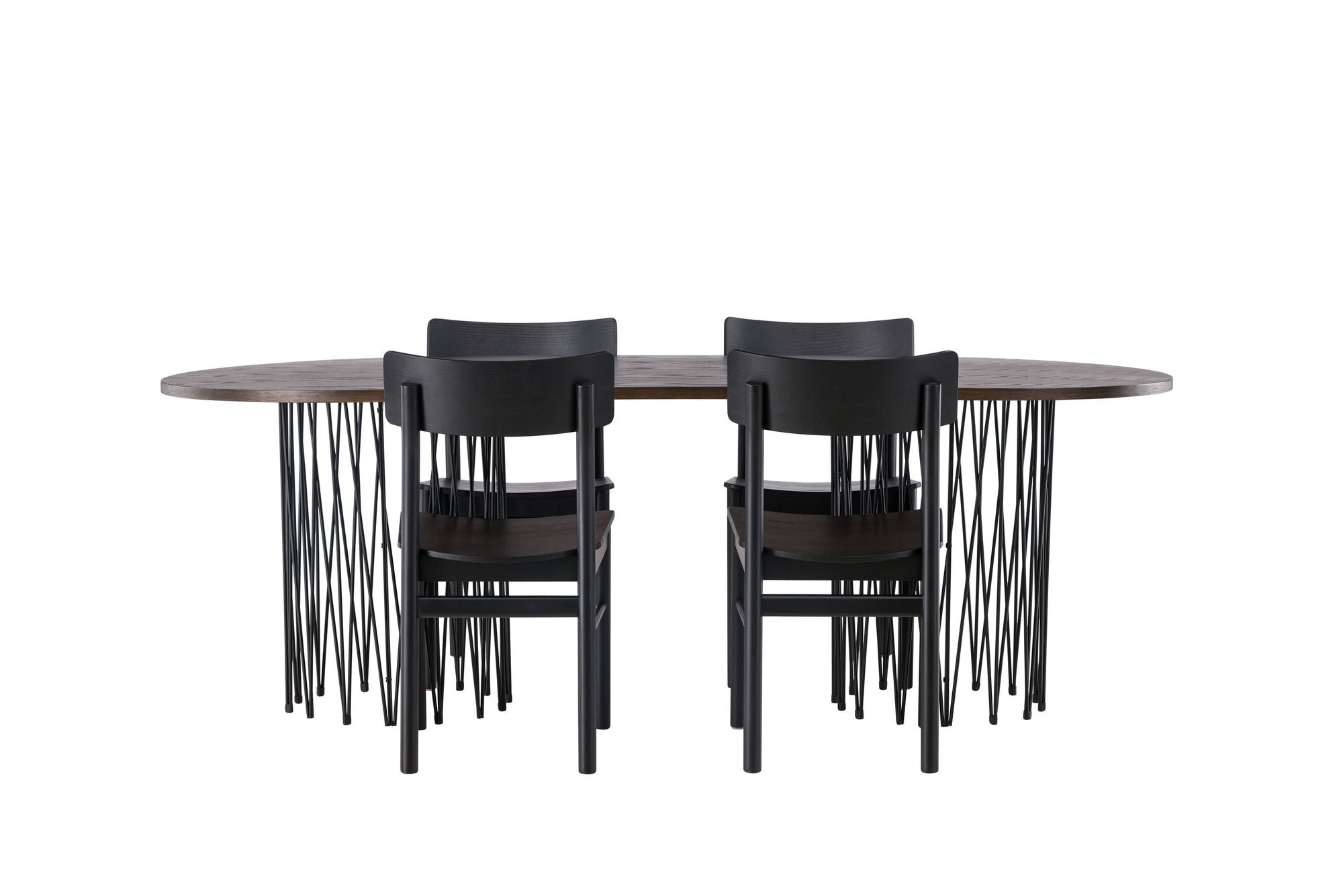 Venture Home Stone oval spisebord - Black / Mocca Veneer +Montros Spisebordsstol - Natural / Natural Rubberwood _4