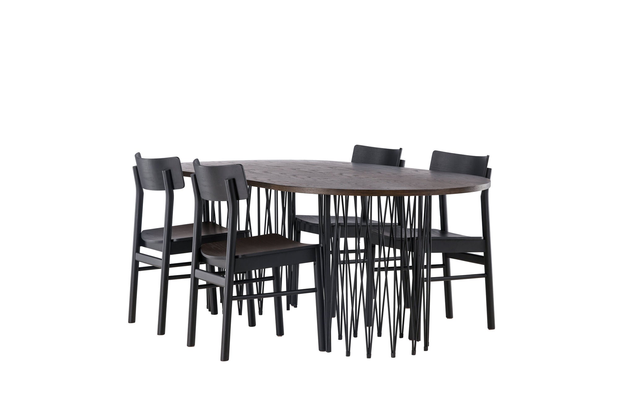 Venture Home Stone oval spisebord - Black / Mocca Veneer +Montros Spisebordsstol - Natural / Natural Rubberwood _4