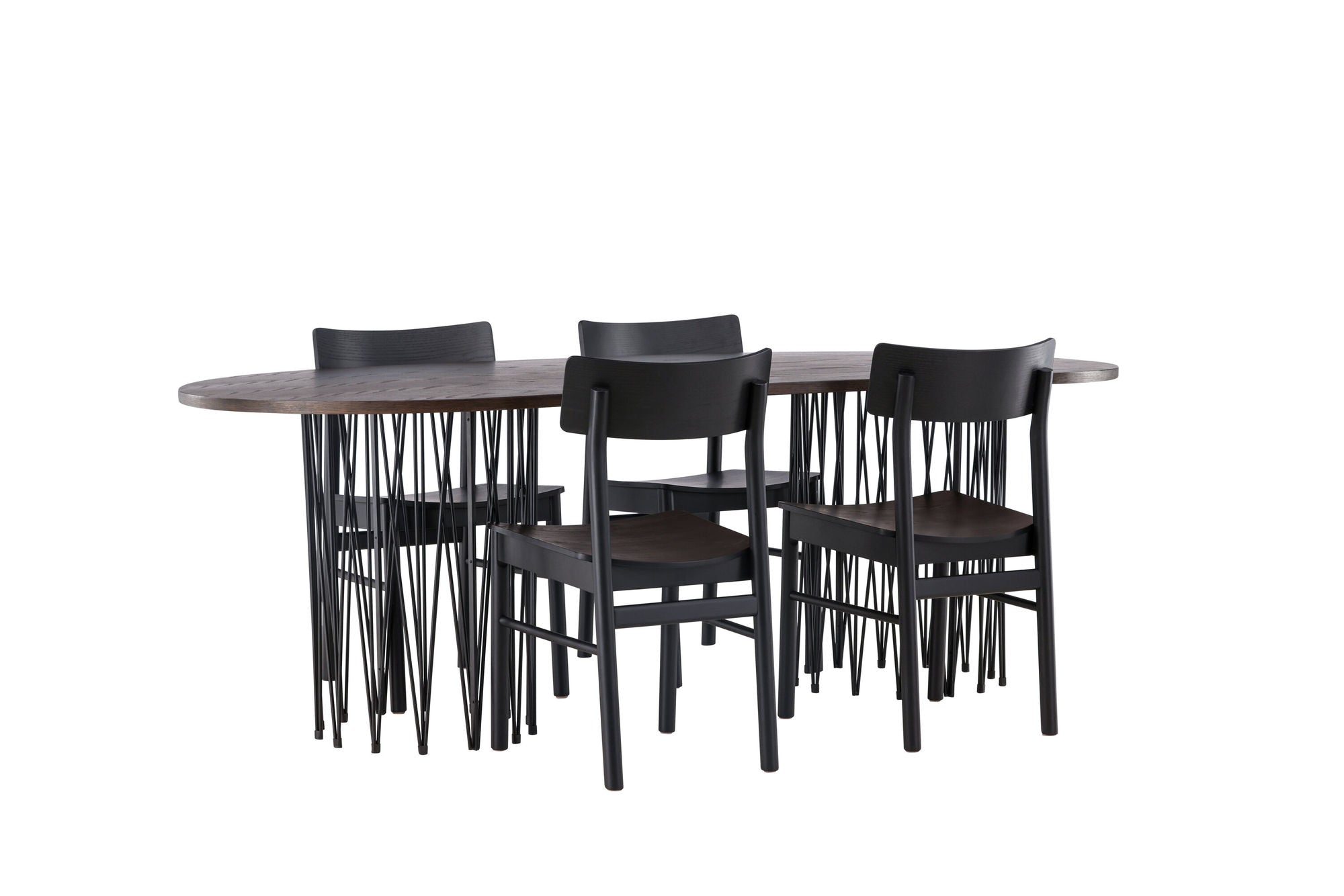 Venture Home Stone oval spisebord - Black / Mocca Veneer +Montros Spisebordsstol - Natural / Natural Rubberwood _4