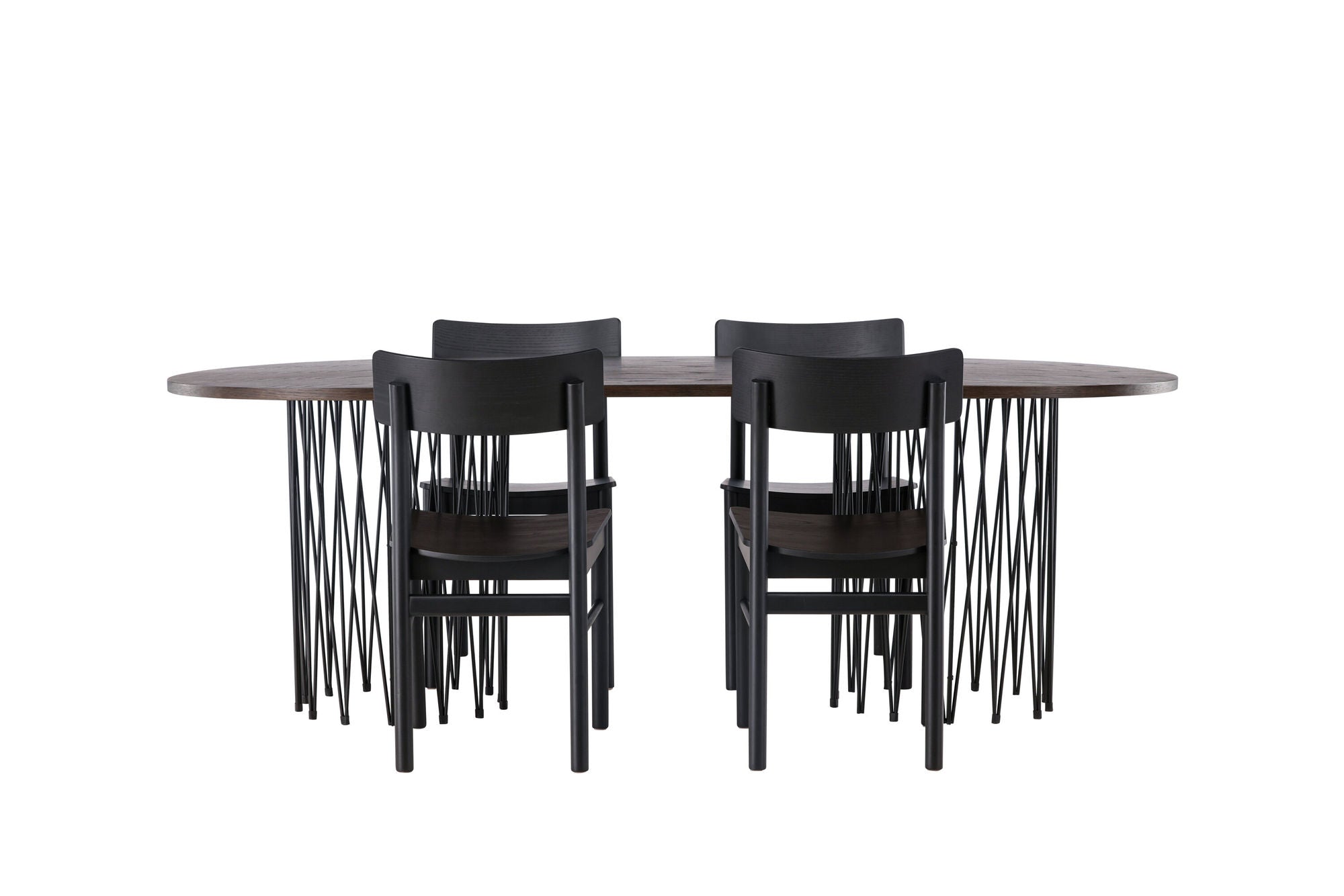 Venture Home Stone oval spisebord - Black / Mocca Veneer +Montros Spisebordsstol - Natural / Natural Rubberwood _4