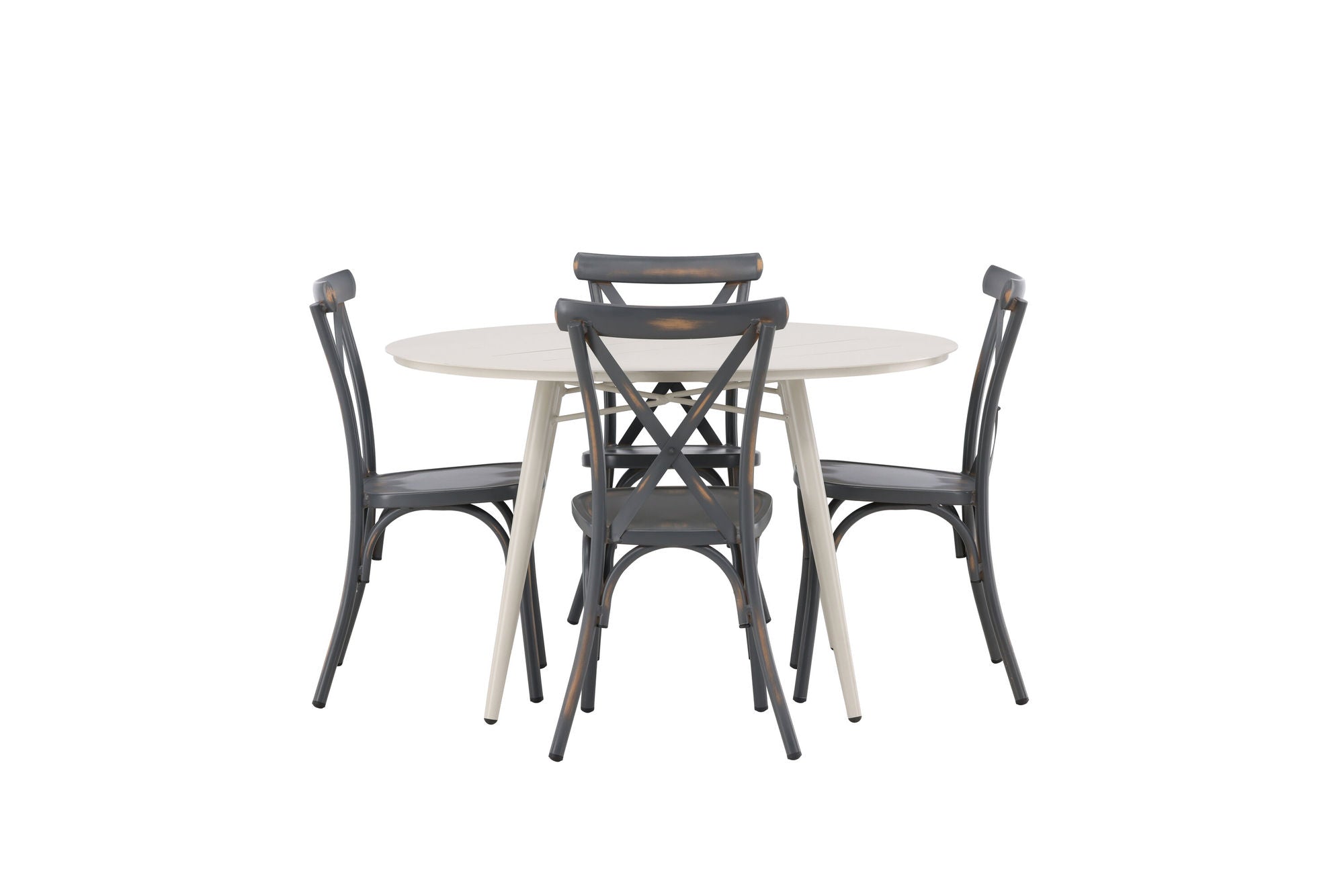 Venture Home Lina spisebord - Beige - rund 120 cm +Tablas Diningchair Aluminium - Black / _4