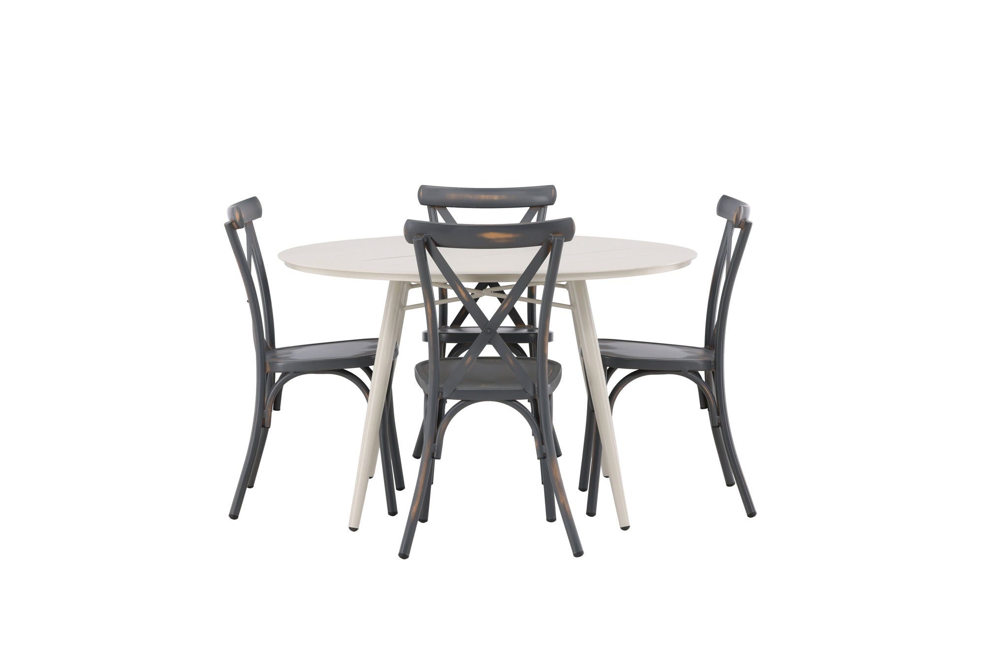 Venture Home Lina spisebord - Beige - rund 120 cm +Tablas Diningchair Aluminium - Black / _4