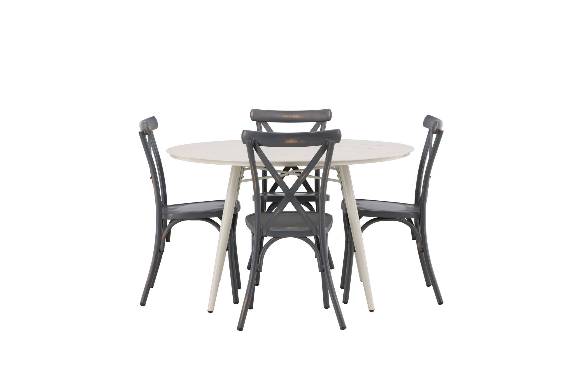 Venture Home Lina spisebord - Beige - rund 120 cm +Tablas Diningchair Aluminium - Black / _4