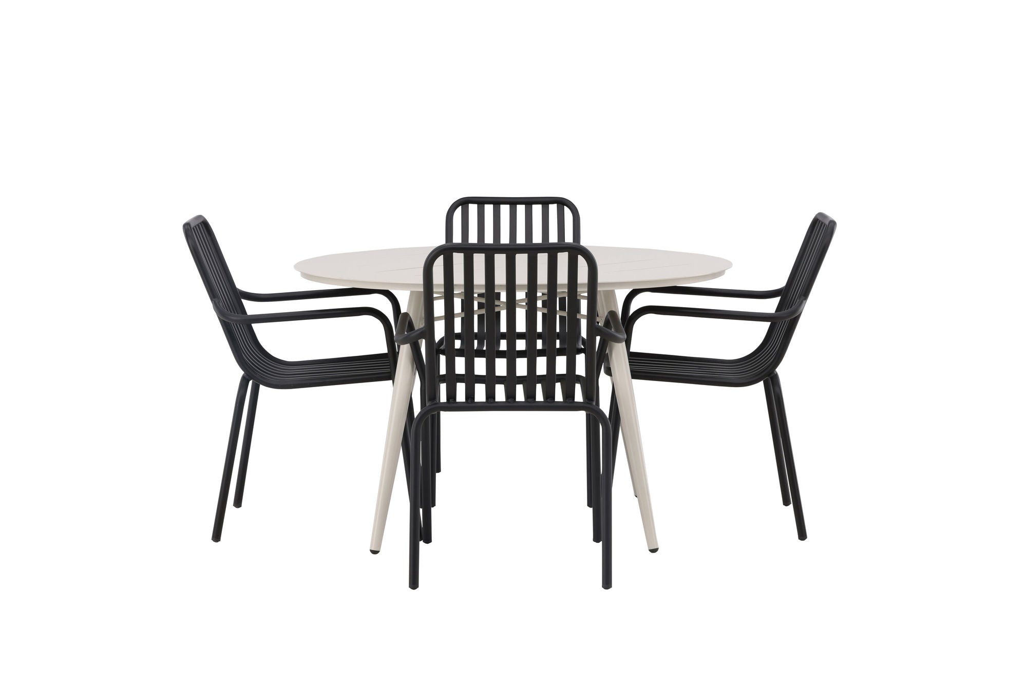 Venture Home Lina spisebord - Beige - rund 120 cm +Peking Diningchair Aluminium - Black / _4