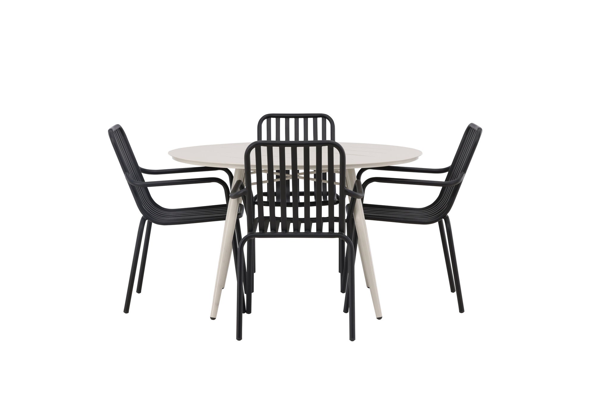 Venture Home Lina spisebord - Beige - rund 120 cm +Peking Diningchair Aluminium - Black / _4